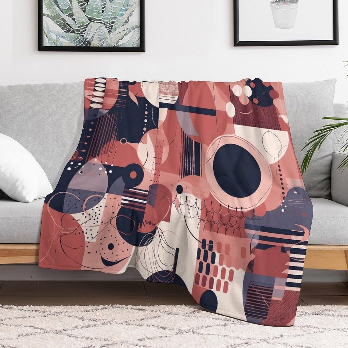 Soft Geometric Style Throw Blanket for Couch Super Soft Warm Lightweight Throw Blankets Cozy Flannel Bed Blanket Cute Decorative Blankets for All Seasons Home Decor Gift 60"*80"（150 * 200cm）
