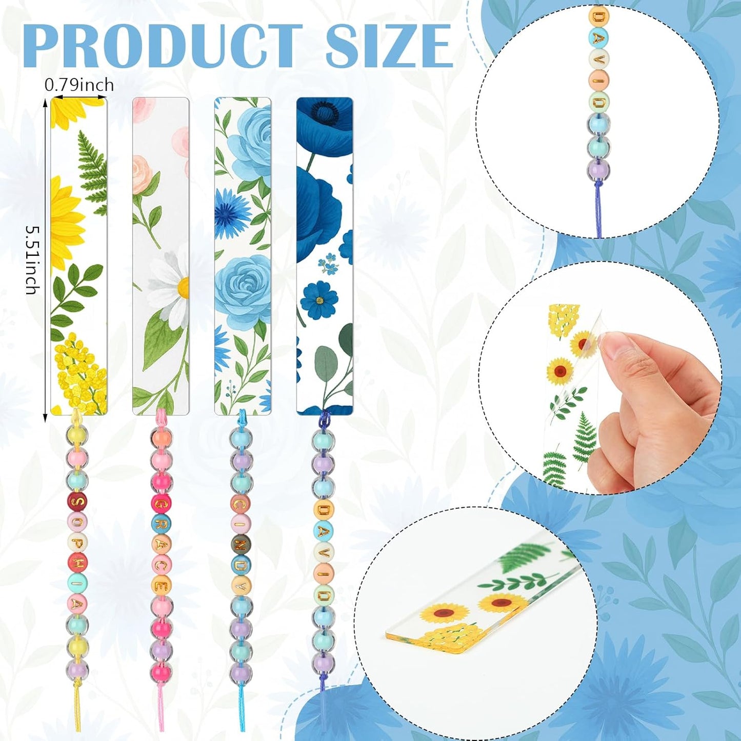 8 Pcs DIY Beadable Bookmarks Craft Kit with 280 Beads Beadable Items Bookmark Making Kit for Reading Women Adults Jewelry Pendant Charm Gift for Christmas Book Lovers Teacher Office Supplies