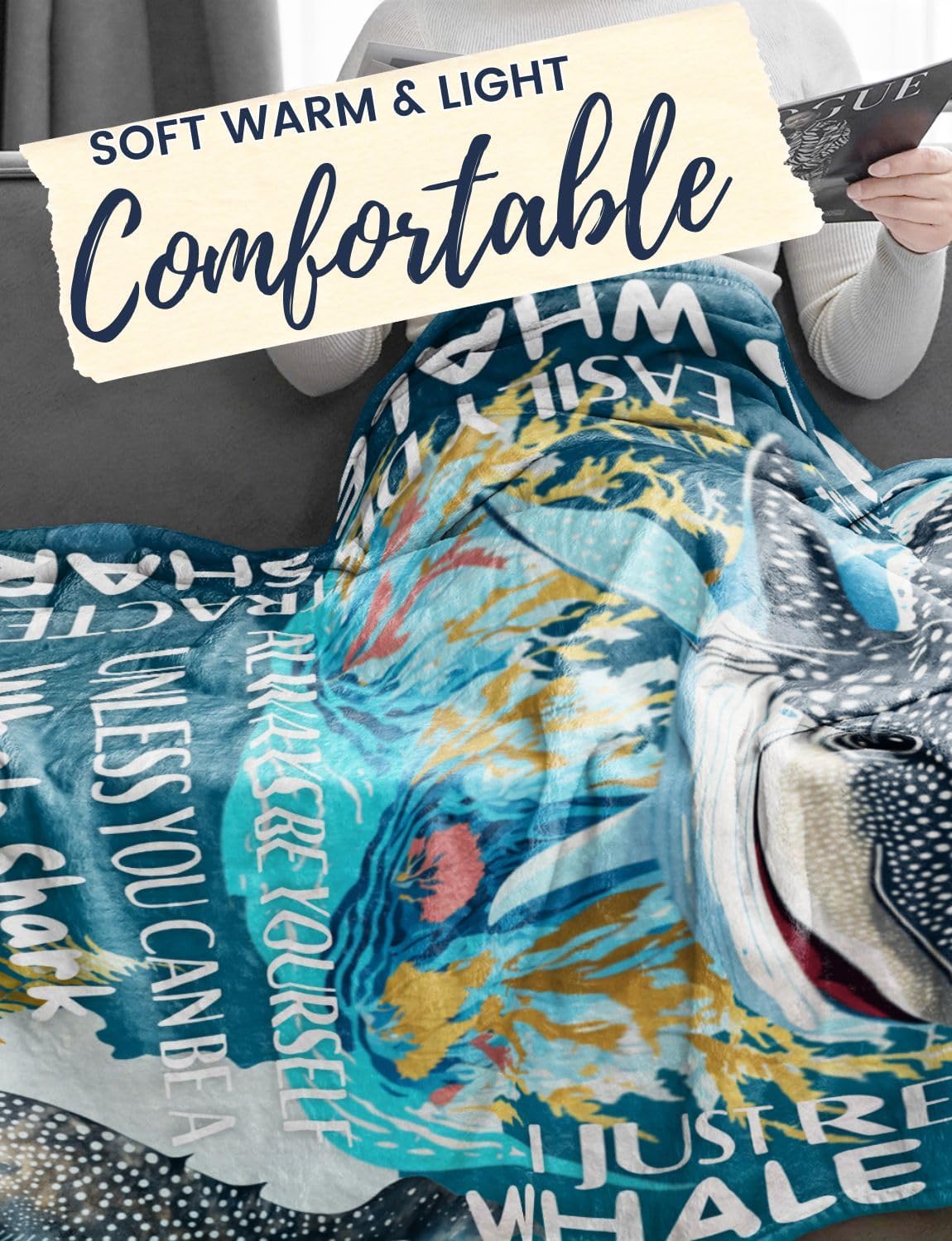 Whale Shark Blanket - Soft Throw 50"x65" - Gifts for Shark Lovers, Girls, Women, Besties - Whale Sharks Are My Spirit Animals
