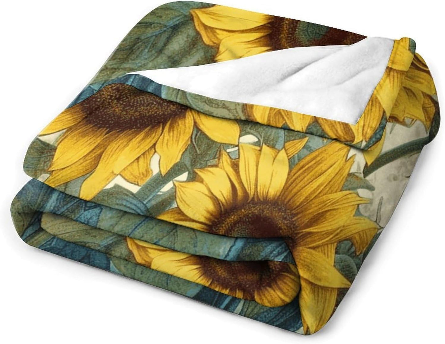 Sunflower Print Throw Blanket for Couch Super Soft Warm Lightweight Throw Blankets Cozy Flannel Bed Blanket Cute Decorative Blankets for All Seasons Home Decor Gift 60"*80"（150 * 200cm）