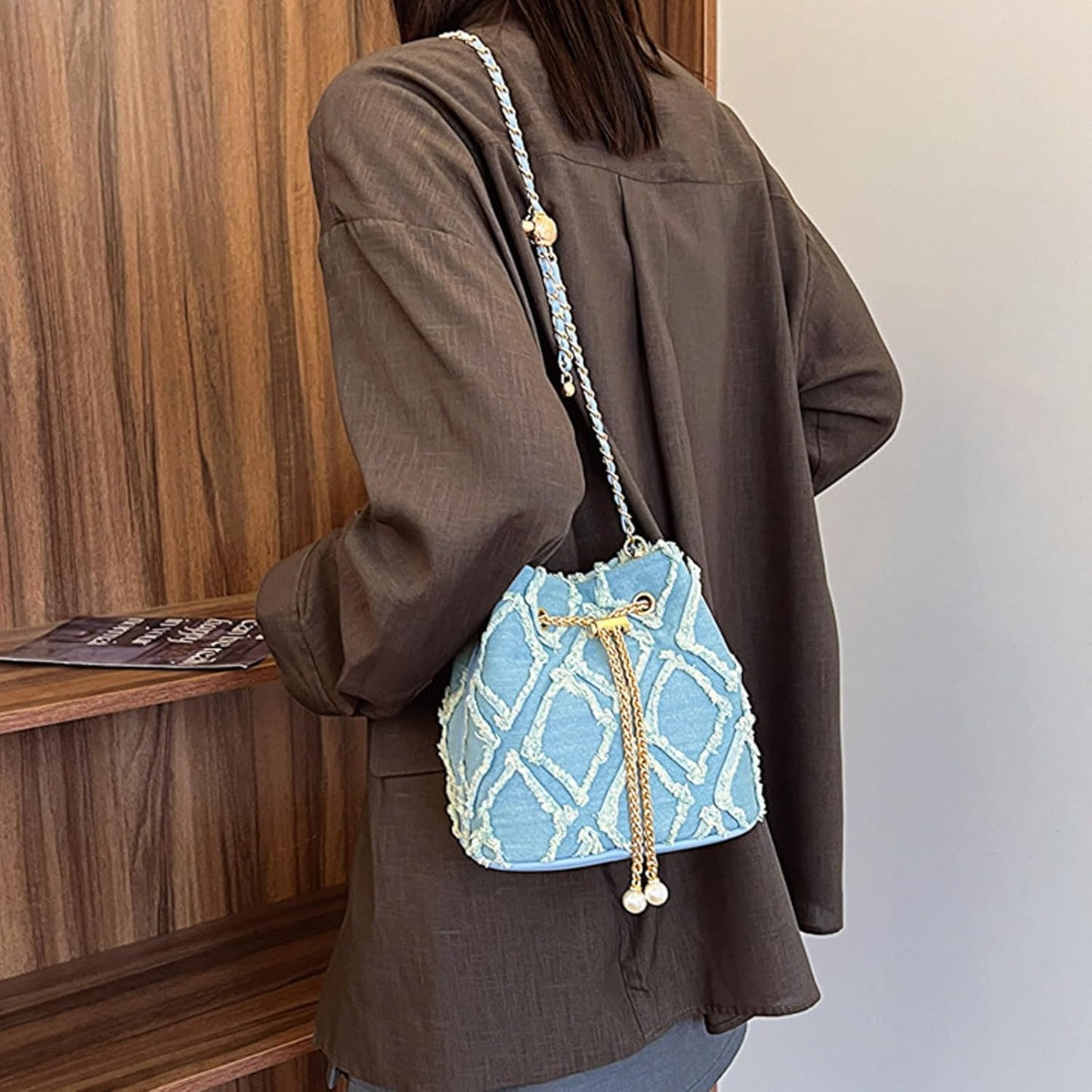 Denim Purses for Women Tote Bag, Lightweight Crossbody Purse with Multi Pockets, Large Slouchy Shoulder Bag