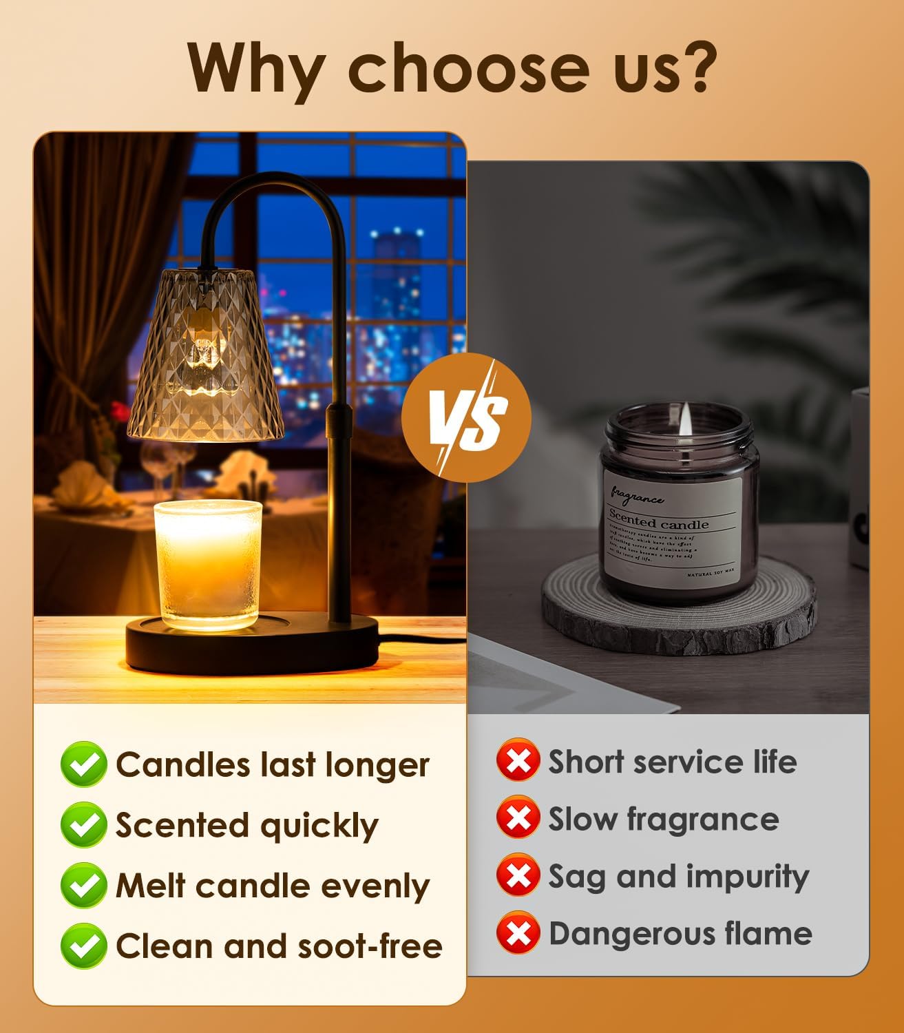 Candle Warmer with Timer - Electric Candle Warmer with Dimmer, Adjustable Height, Vintage Nightstand Lamp Sets (Diamond Pattern)