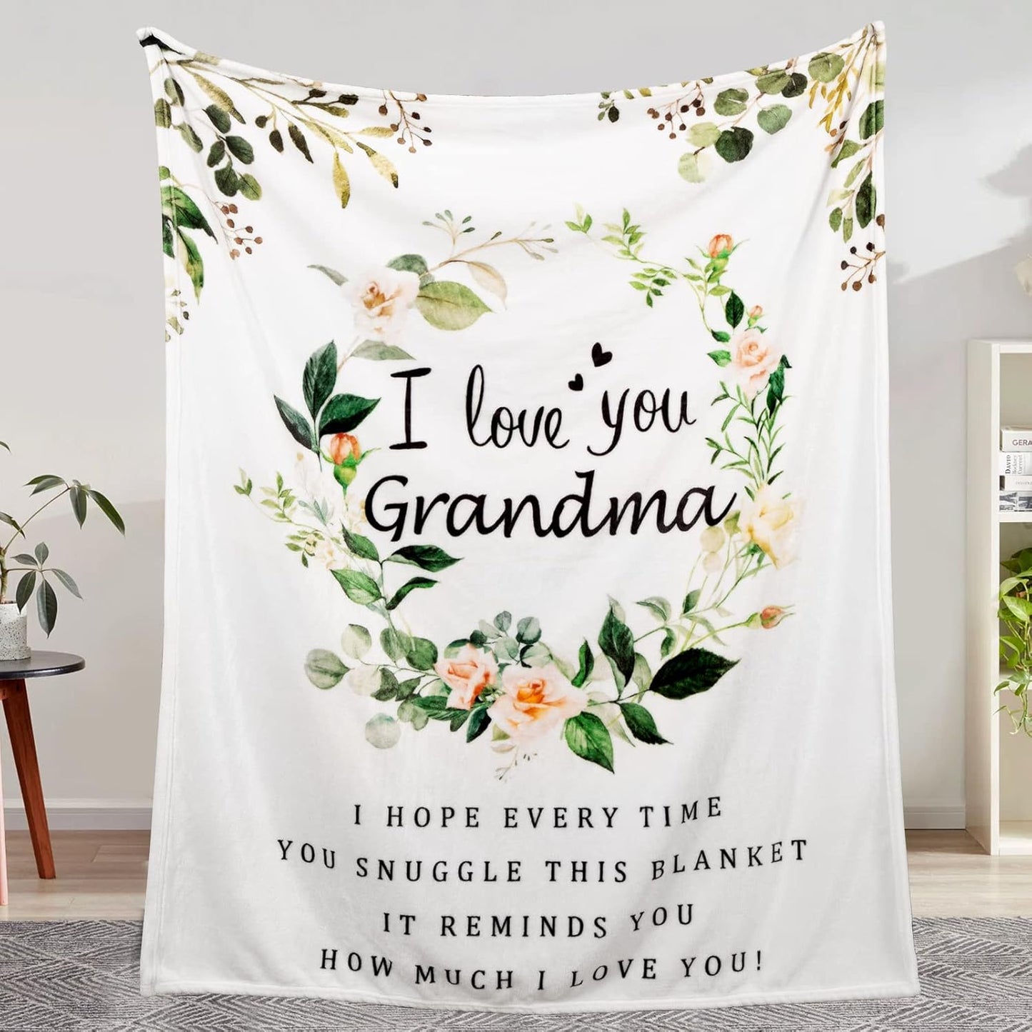 BESTSWEETIE Grandma Blanket I Love You Blanket for Grandma Soft Grandma Throw Blanket 60" x 50", White