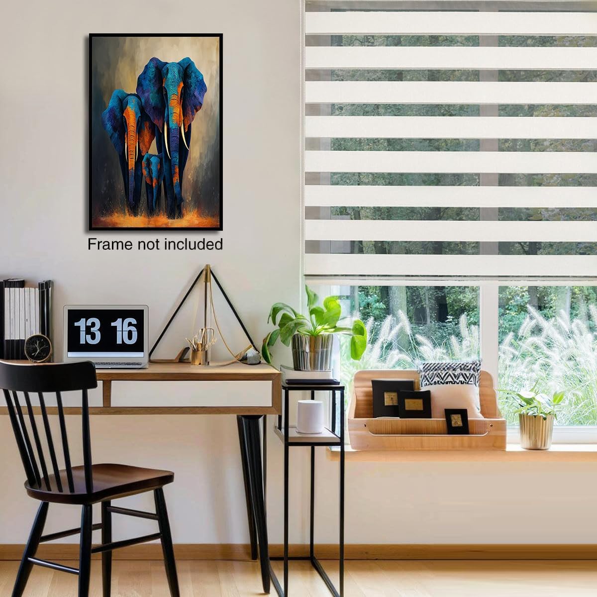 GDJSMIN Abstract Animal Texture Wall Art, Ferocious Elephant Pattern Poster for Reading Room Living Room Decor 12x 16 inch Unframed