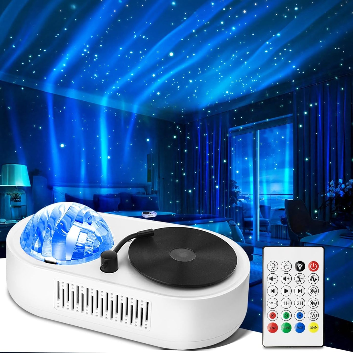 Galaxy Projector with Bluetooth Speaker, Rechargeable Aurora Lamp Northern Night Lights Ambient Lighting Star Projector with Remote for Room Decor Parties Gifts for Kids, Adults, Christmas, Birthday