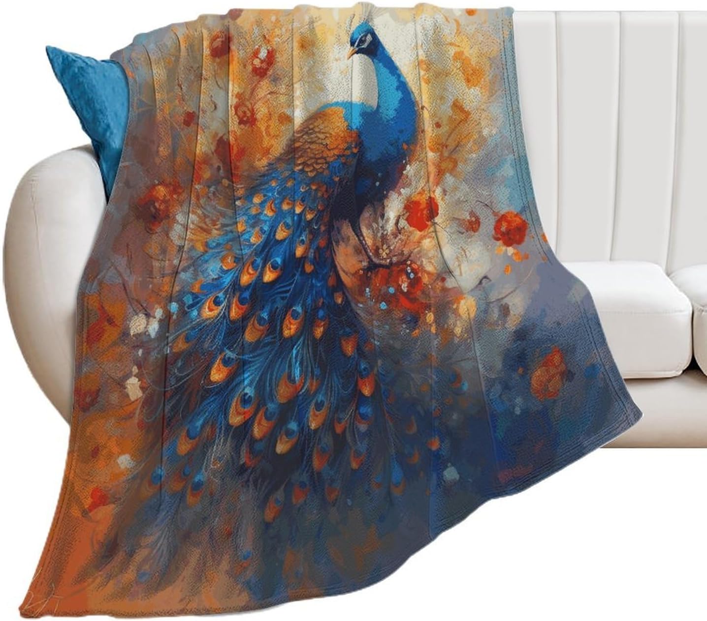 Peacock2 Blanket Super Soft Lightweight Throw Blanket Cute Cozy Warm Bed Blanket Decorative Fuzzy Blanket All-Season Home Decor Gift for Sofa Couch Living Room 50"*60"（130 * 150cm）