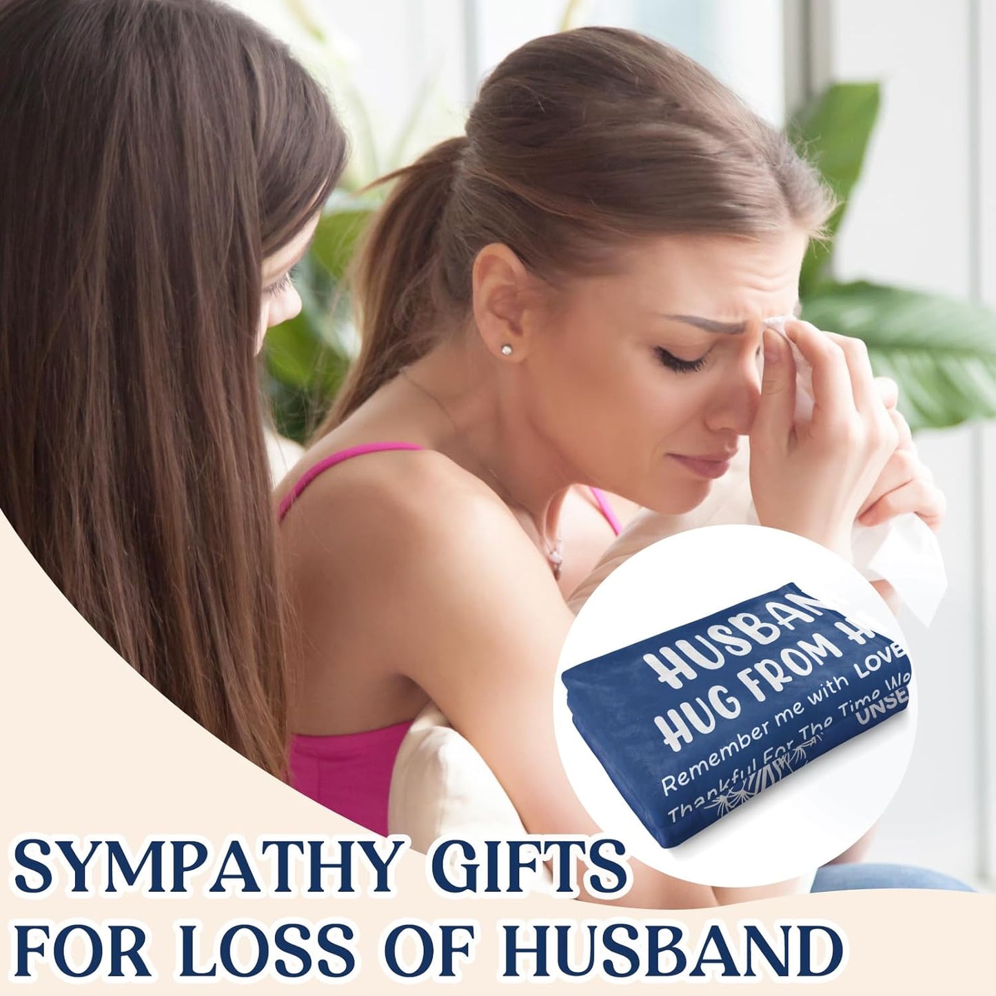 Memorial Gifts for Loss of Husband- Hug from Heaven Blanket 60'' x 50'', Sympathy Gifts for Loss of Husband, Grief Gifts for Women, Gift to Express Bereavement, Condolences, Comfort, Remembrance