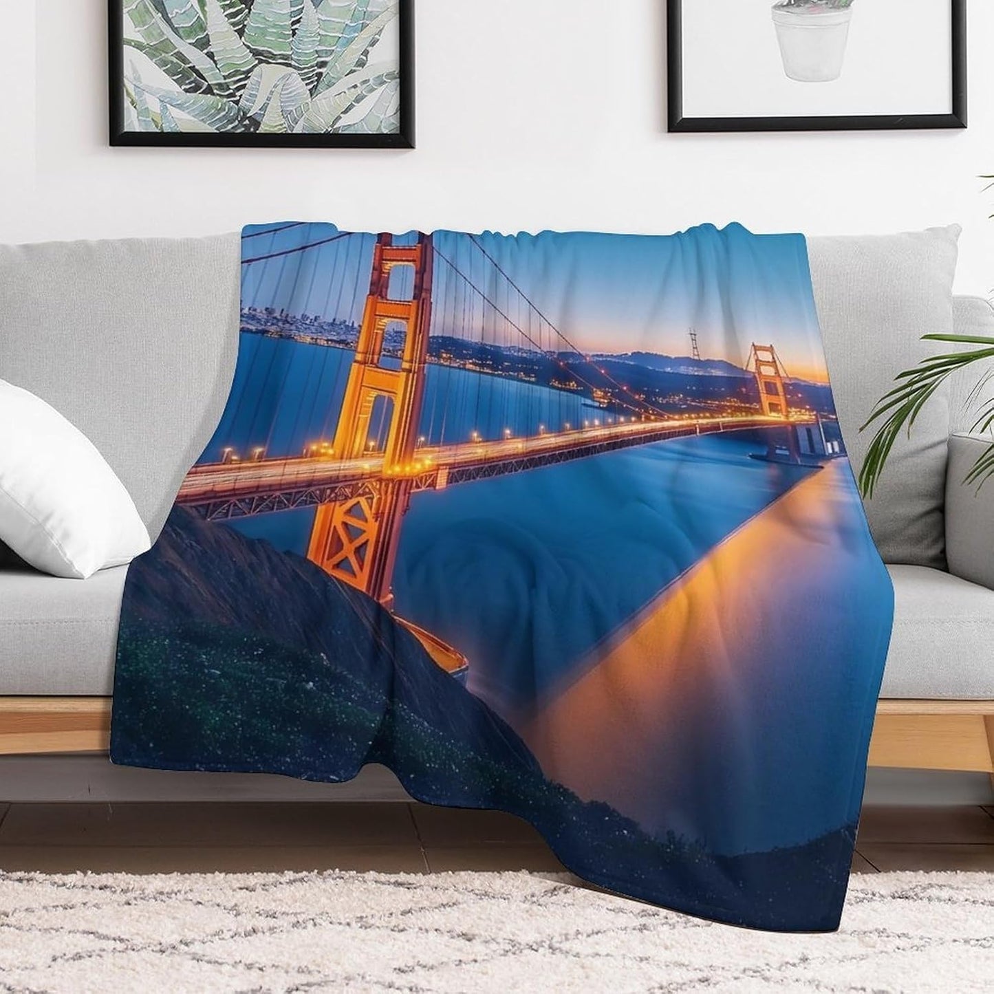 San Francisco The Bridge Throw Blanket for Couch Bed Plush Cozy Fuzzy Flannel Blanket for All Season 55"x70"