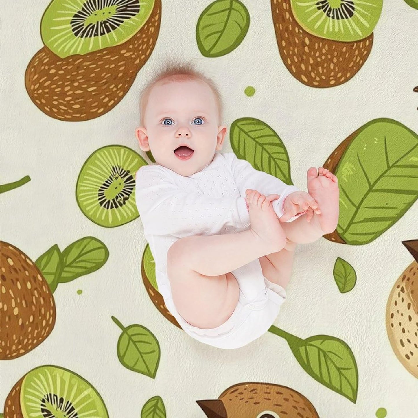 Birds and Kiwi Fruits Throw Blanket for Couch Bed Plush Cozy Fuzzy Flannel Blanket for All Season 66"x90"