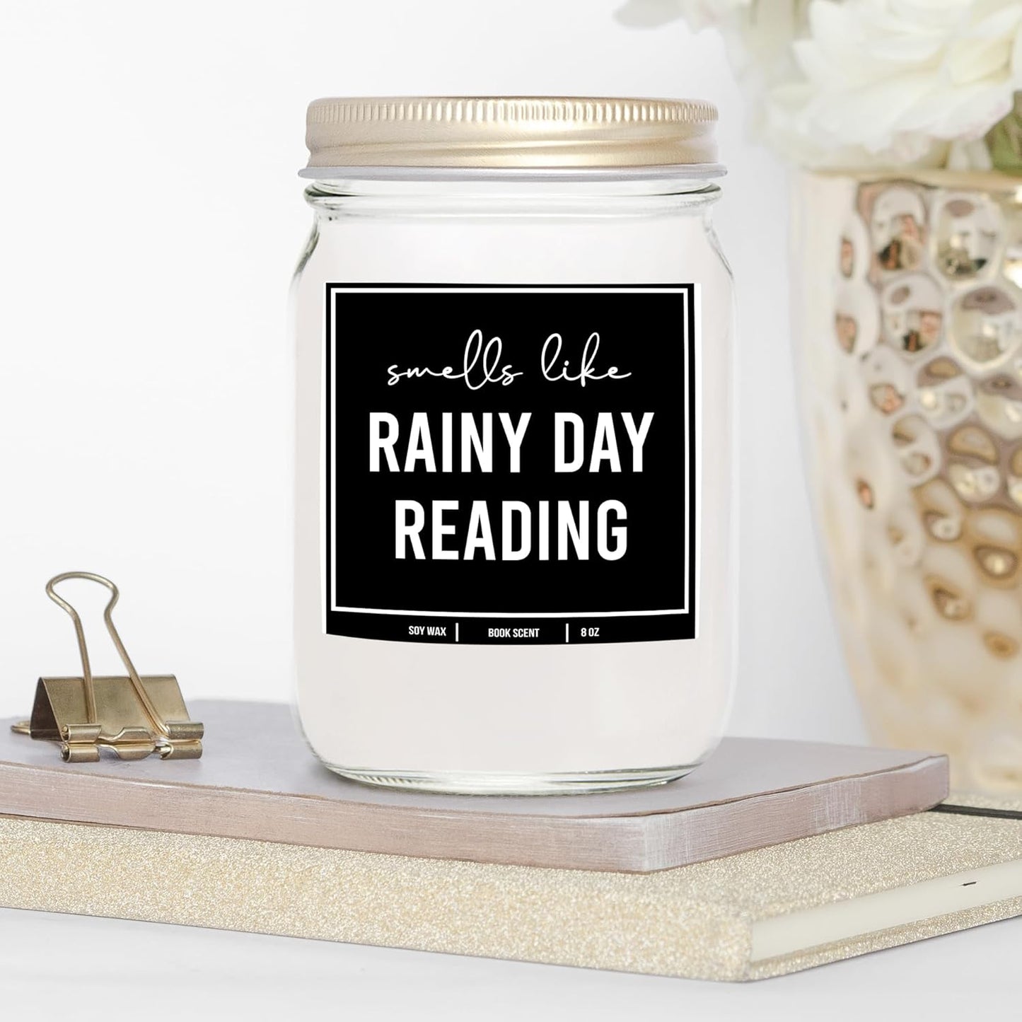 You Nique Designs Reading Candle That Smells Like Books 8oz Candle Gift for Book Lovers, Avid Readers, Cool Gifts for Readers, Bookworms Present, Book Themed Candles