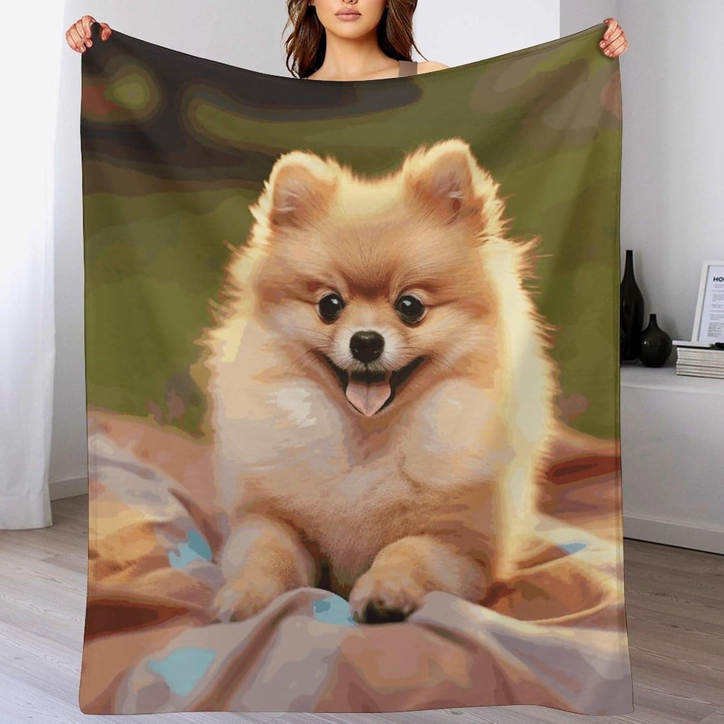 Short-haired Pomeranian Blanket Super Soft Lightweight Throw Blanket Cute Cozy Warm Bed Blanket Decorative Fuzzy Blanket All-Season Home Decor Gift for Sofa Couch Living Room 40"*50" （100 * 130cm）