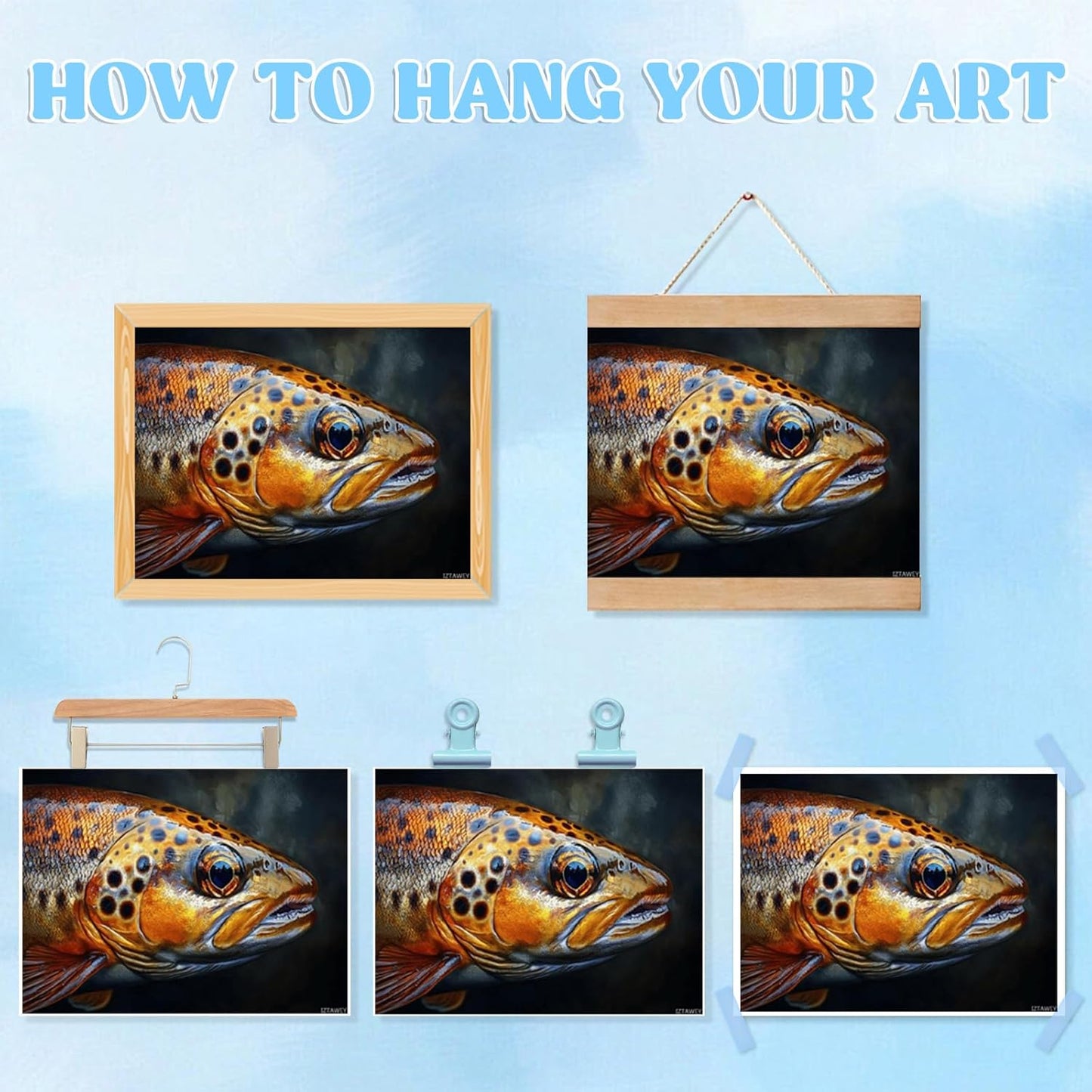 IZTAWEY Wild Brown Trout Painting Poster Canvas Wall Art Modern Home Room Mural Decoration Wall Art Poster Decorative Painting Canvas Wall Art Posters for Room Aesthetic 12x16inch No Frame