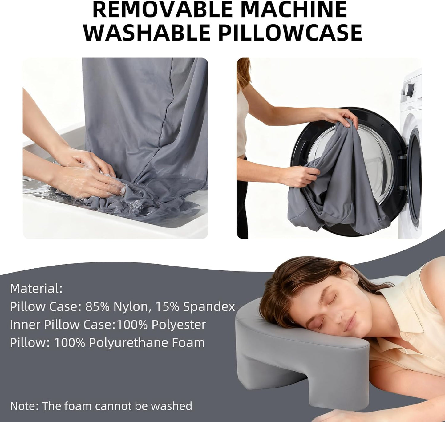 Side Sleeper Pillow with Arm Hole, Ergonomic Memory Foam Support Side Sleeper Pillows for Adults, Ideal for Cervical, Neck, Shoulder and Rotator Cuff Pain Relief, Grey
