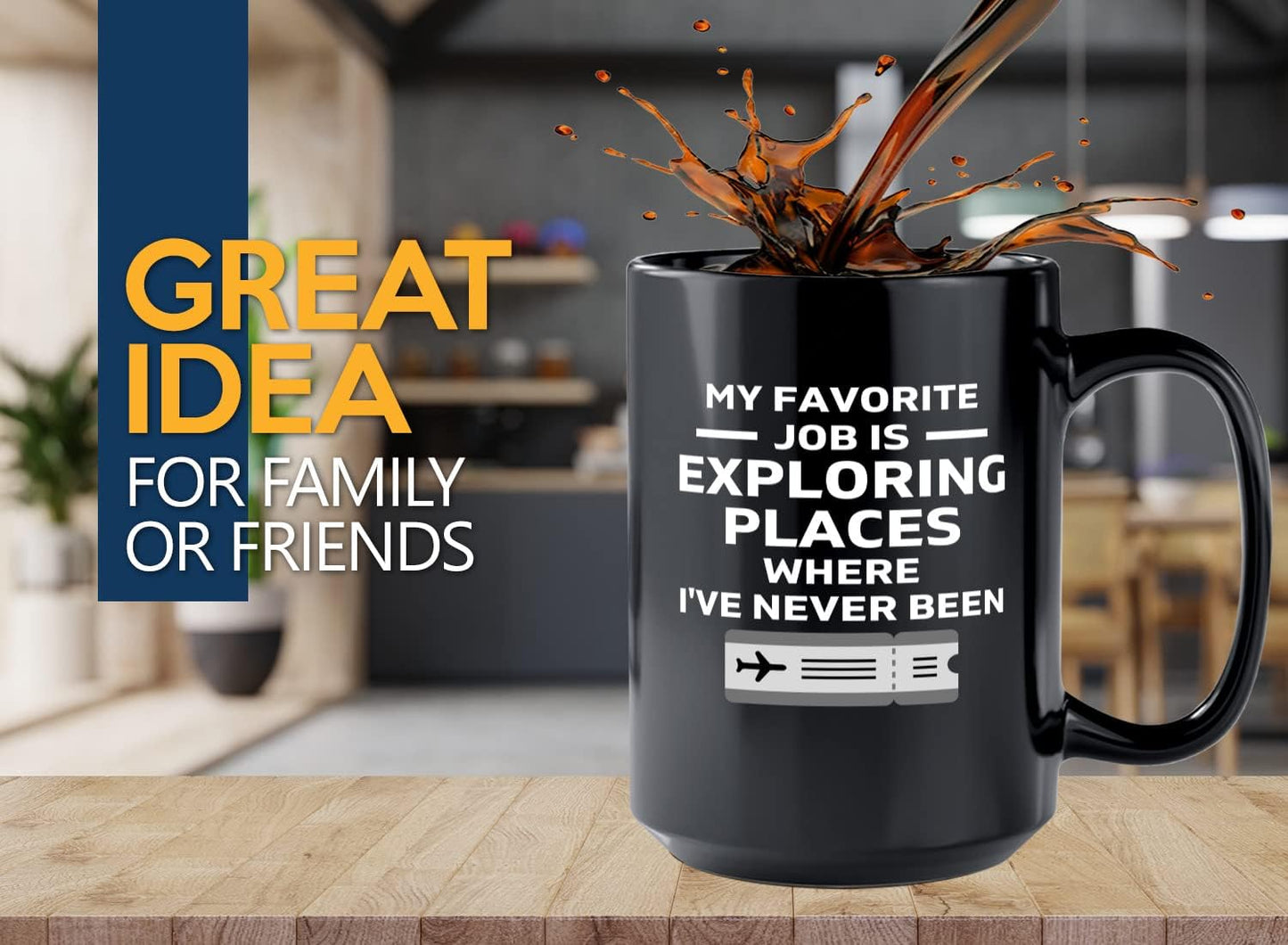 Journalist Coffee Mug 15oz Black -Exploring Places - Reading Lover Book Club Gift Author Appreciation Writer Journalism Novelist Scriptwriter