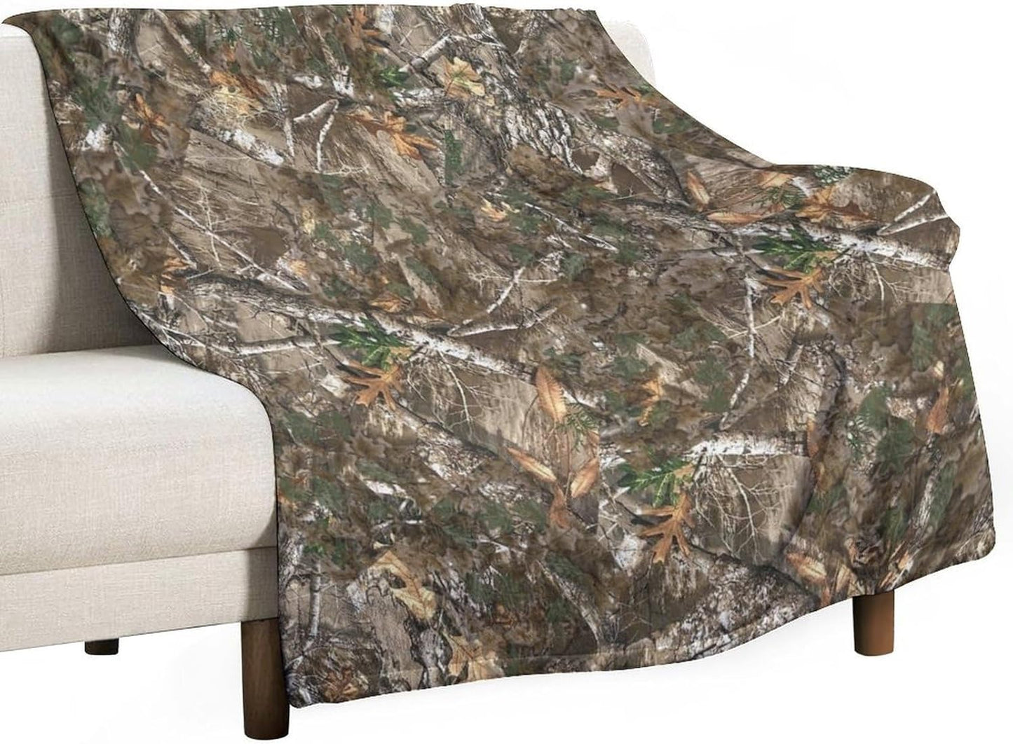 Oak Flannel Blankets, Green Forest Camouflage Design Throw Bed Blanket for Sofa Chair Bed 30"x40"
