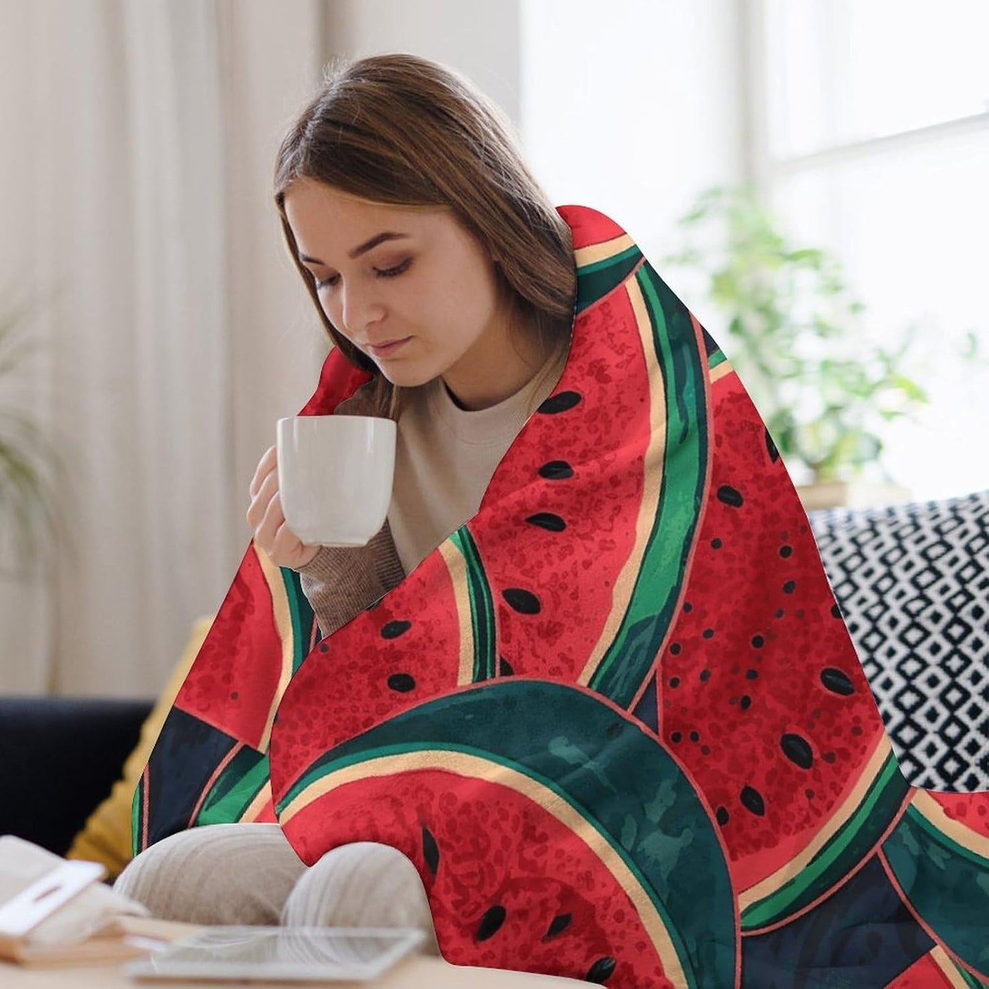 Red Watermelon Blanket Super Soft Lightweight Throw Blanket Cute Cozy Warm Bed Blanket Decorative Fuzzy Blanket All-Season Home Decor Gift for Sofa Couch Living Room 50"*60"（130 * 150cm）