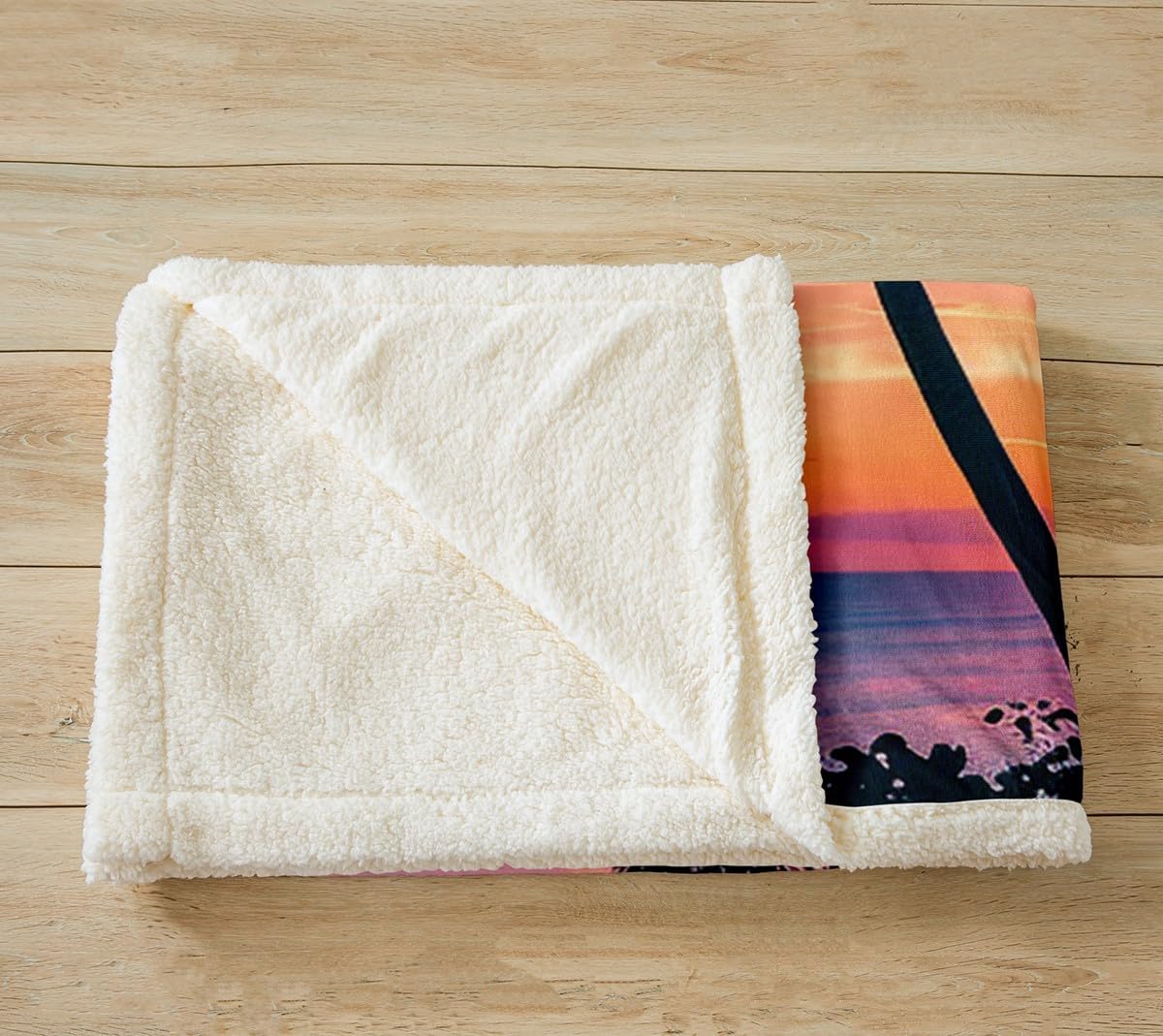 Feelyou Palm Tree Print Sherpa Blanket Chic Sunset Scenery Fleece Throw Blanket for Sofa Couch Kids Tropical Leaf Pattern Warm Plush Blanket Hawaiian Summer Pattern Room Decor Throw 50"x60"