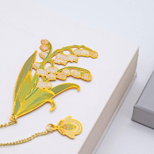 BLBMH 3in1 Metal Flower Bookmarks Birthday Gifts for Women Girl Unique Mother's Day Teacher Appreciation Gifts for Book Lovers Friends Readers Graduation Gifts Book Markers - Lily of The Valley