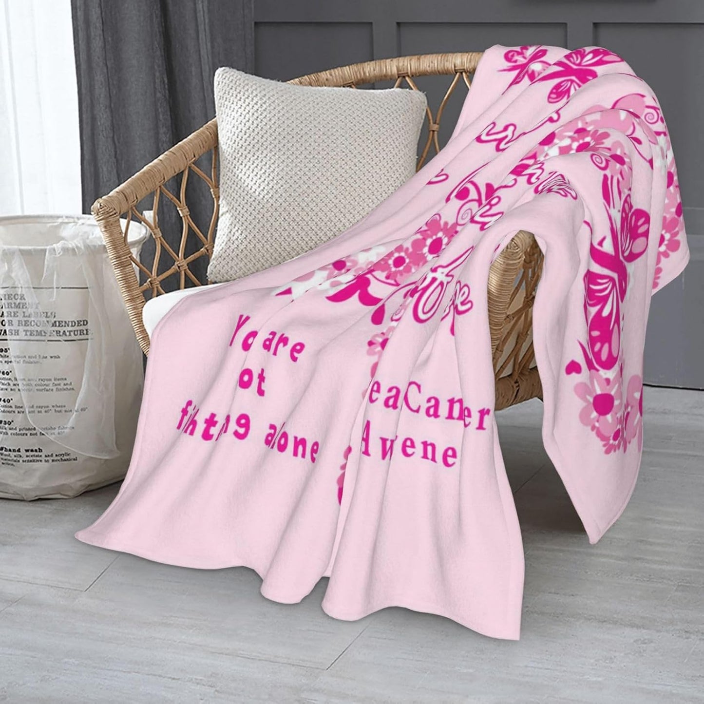 shangtiezao Breast Cancer Awareness Accessories Blanket Throw Blanket Flannel Blanket for Women, Inspirational Gifts for Woman Blanket 60"X50"