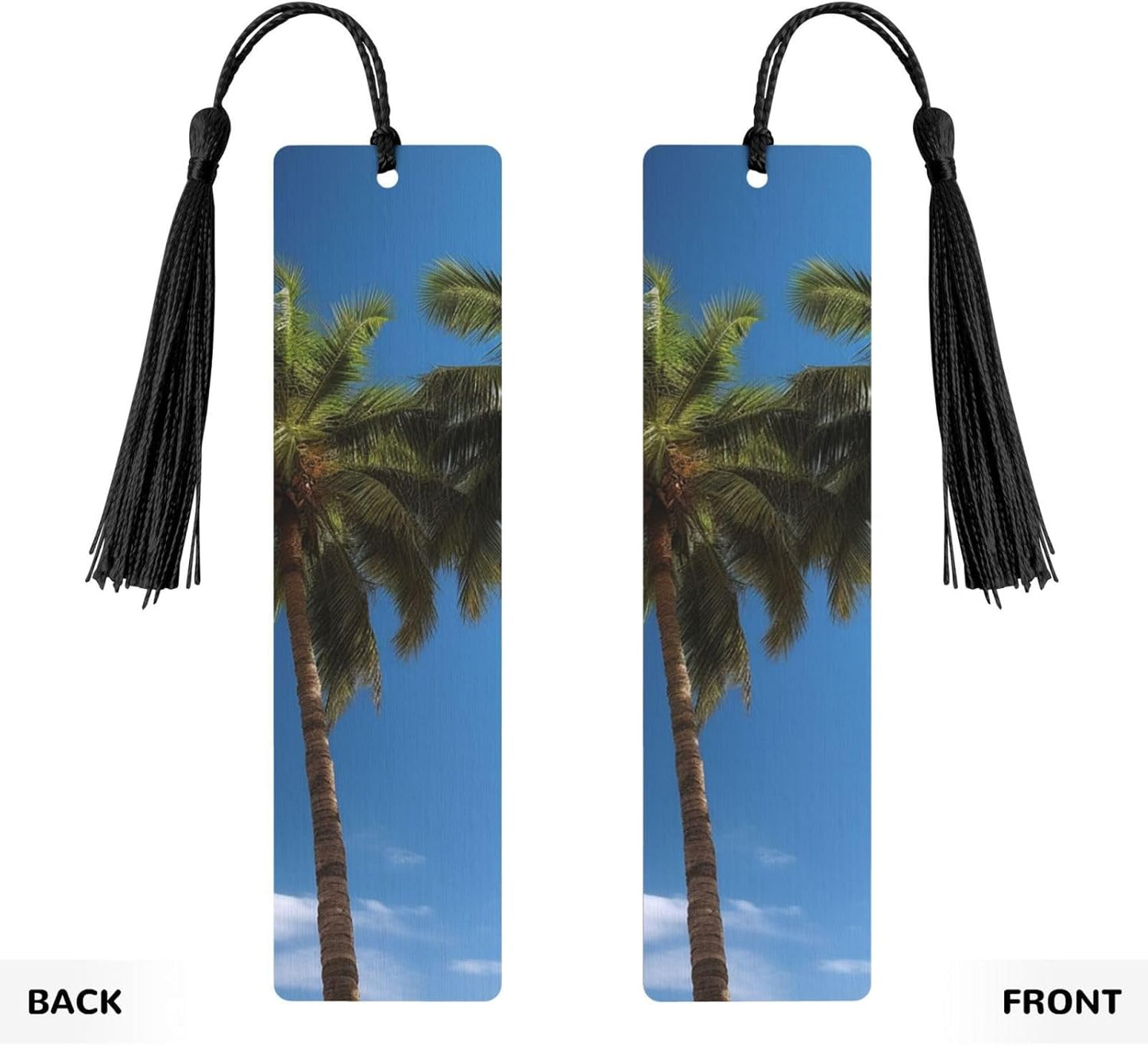 Two Palm Trees Bookmarks Gifts for Women Men, Wooden Bookmarks for Book Lovers, Vintage Book Marks Ornaments with Tassel, Unique Personalized Reading Page Markers Black