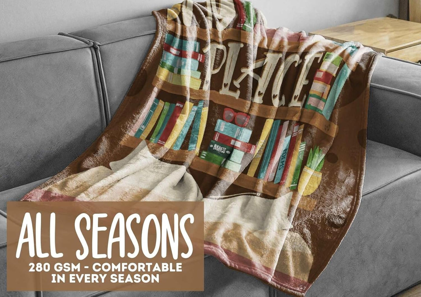 InnoBeta Book Lovers Throw Blanket - Gifts for Women Men Book Lover, Librarians and Readers - 50" x 65", Brown