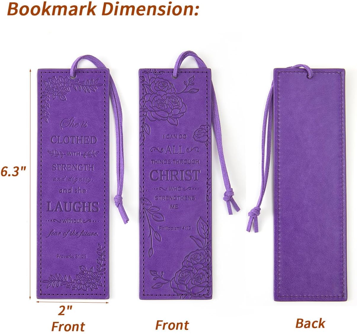 2 Pcs Christian Leather Bookmarks for Women, Purple Christian Gifts for Women Book Marks for Reading Women (Purple)