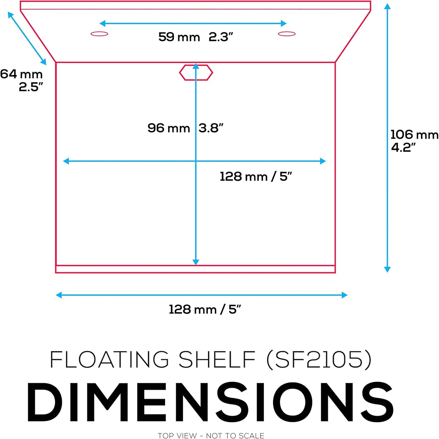 5” Small Floating Shelf, Adhesive & Screw In, For Bluetooth Speakers, Cameras, Plants, Toys, Books & More, Easy to Install Shelves, By Brainwavz (SHELF SF2105, White)