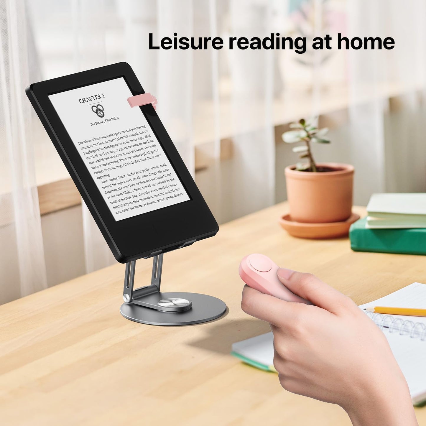 RF Remote Control Page Turner for Kindle Paperwhite Oasis eReaders Kobo,Camera Video Recording Remote Triggers, Page Turner for ipad Tablets Reading Novels Comics (Pink)