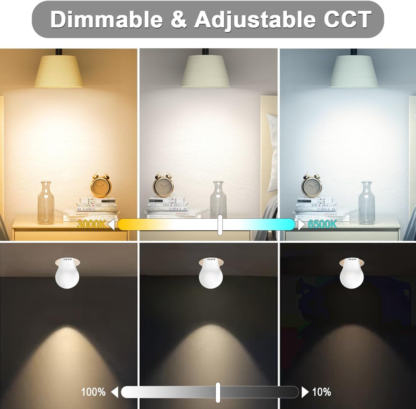 【Upgraded】luckystyle LED Light Bulbs with Remote Control,E26 Light Bulbs Dimmable 3000k-6500k,Led Bulbs 12W Energy Efficient,Cordless Light Bulb for Lamp Lighting for Bedroom Living Room Office,Timer