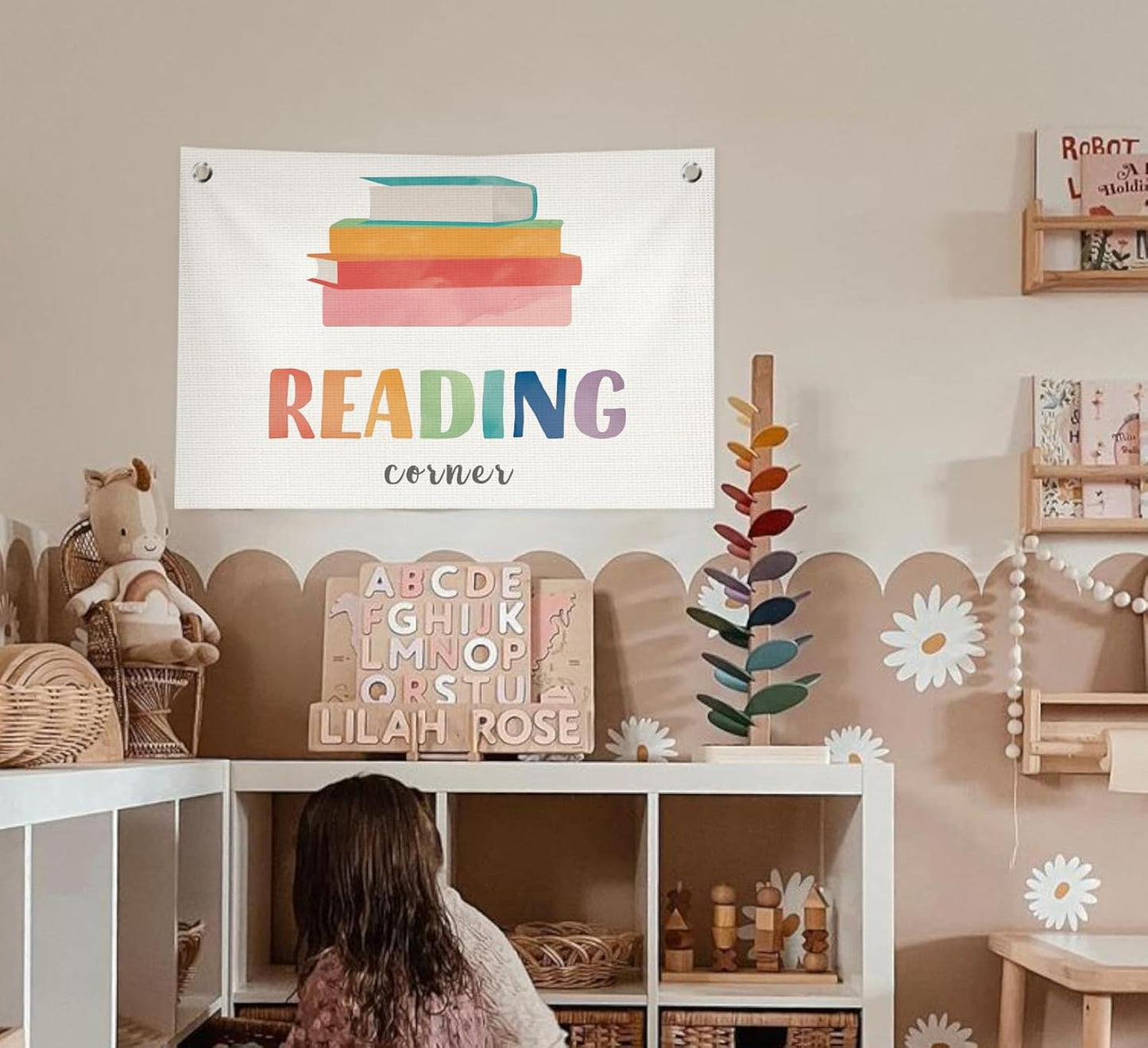 Reading Corner Wall Decor for Classroom,Kids Reading Nook Canvas Banner Flags for Homeschool Classroom Library Decor,30x20 Inch