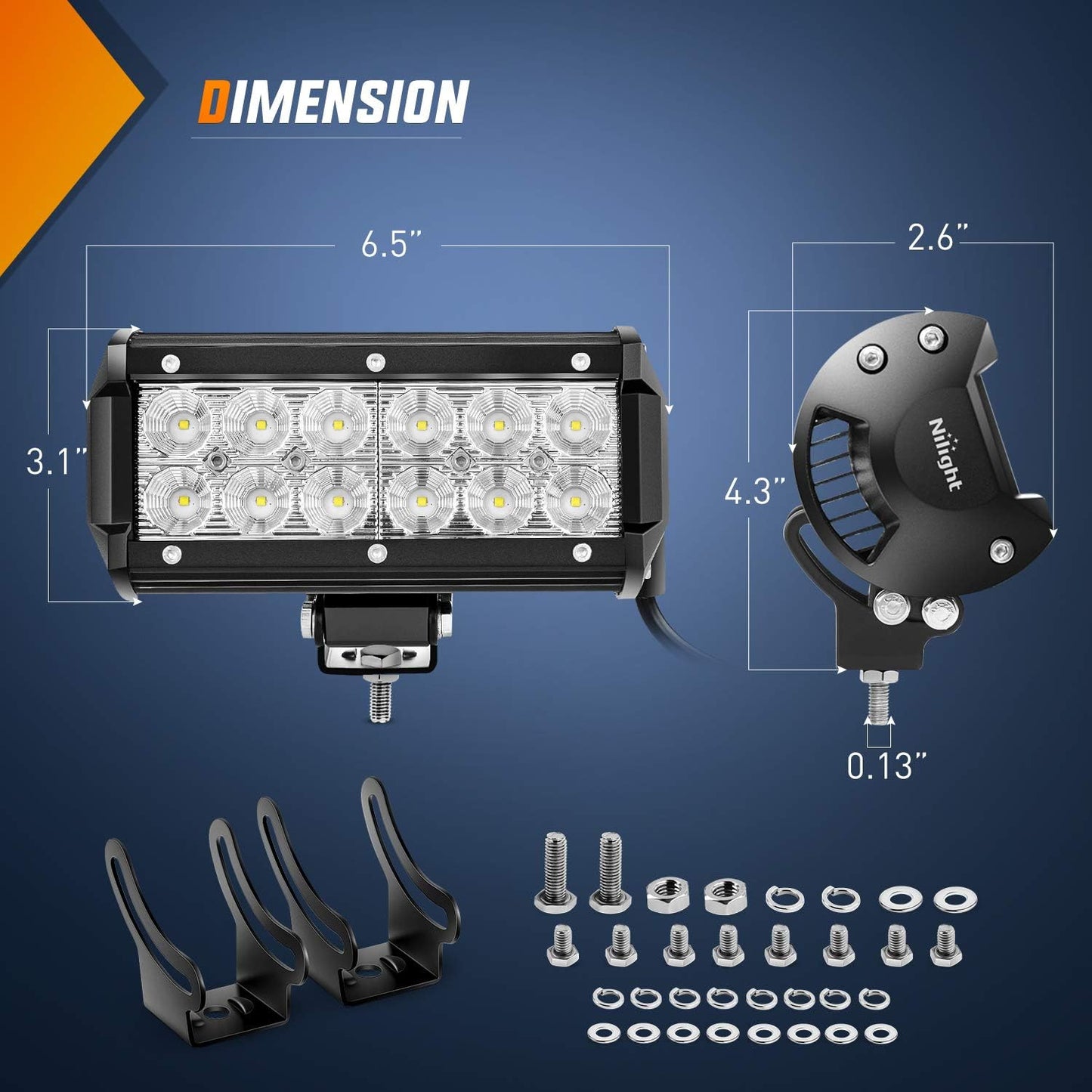 Nilight - 4PCS 36W 6.5 Inch Flood LED Light Bar Off Road Super Bright Driving Fog Boat Driving LED Work Light for Jeep