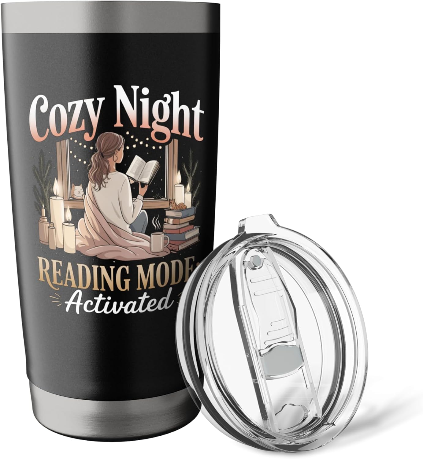 Cozy Night Reading Mode Activated Window Stainless Steel Insulated Tumbler