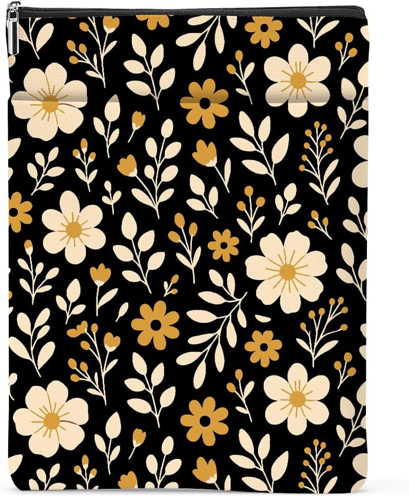 Book Sleeve Book Lovers Gifts Waterproof Books Pouch Protector Cover Reading Accessories Gifts for Women Girls Bookworm Sister Reader Librarian Birthday Anniversary Christmas, Aesthetic Floral