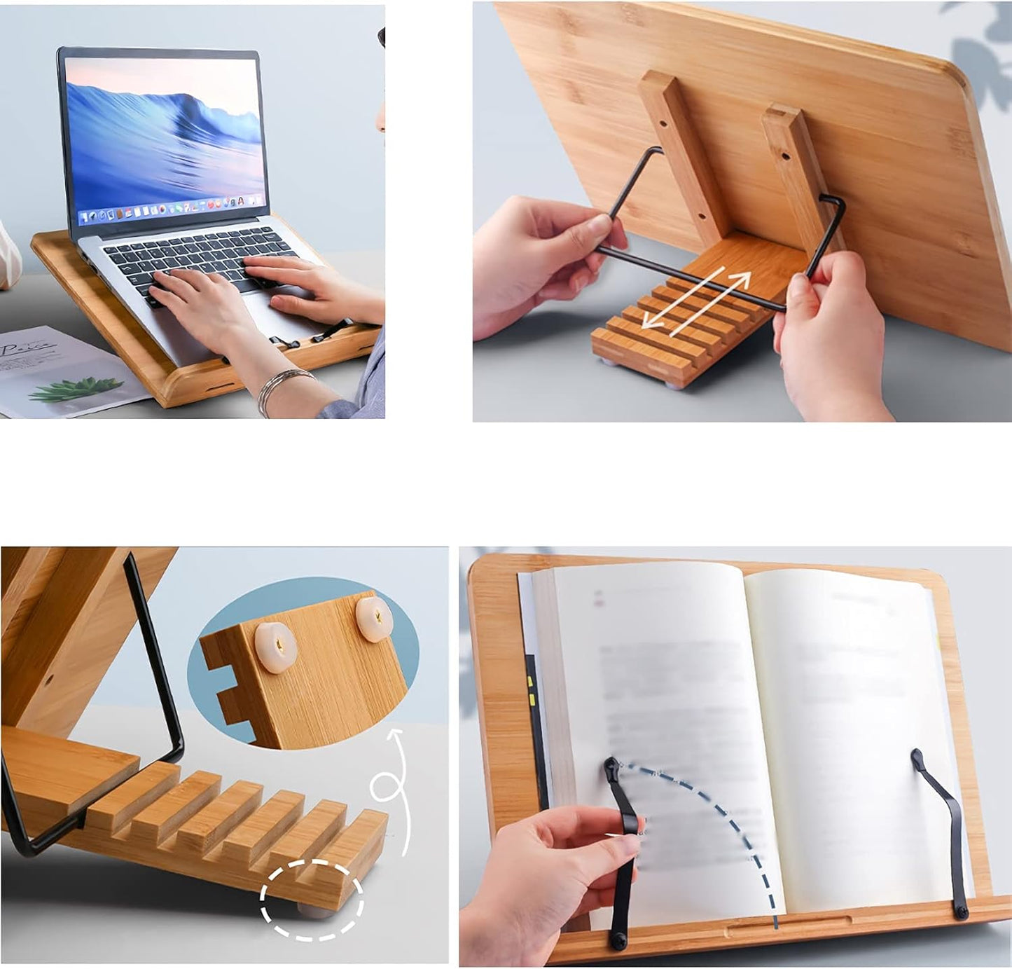 Book Stands and Holders for Reading Textbook Stand, Foldable Book Page Holder, 6 Adjustable Angled Document Holder, Portable Recipe Book Holder for Reading, Drawing for Kitchen and Office ( )