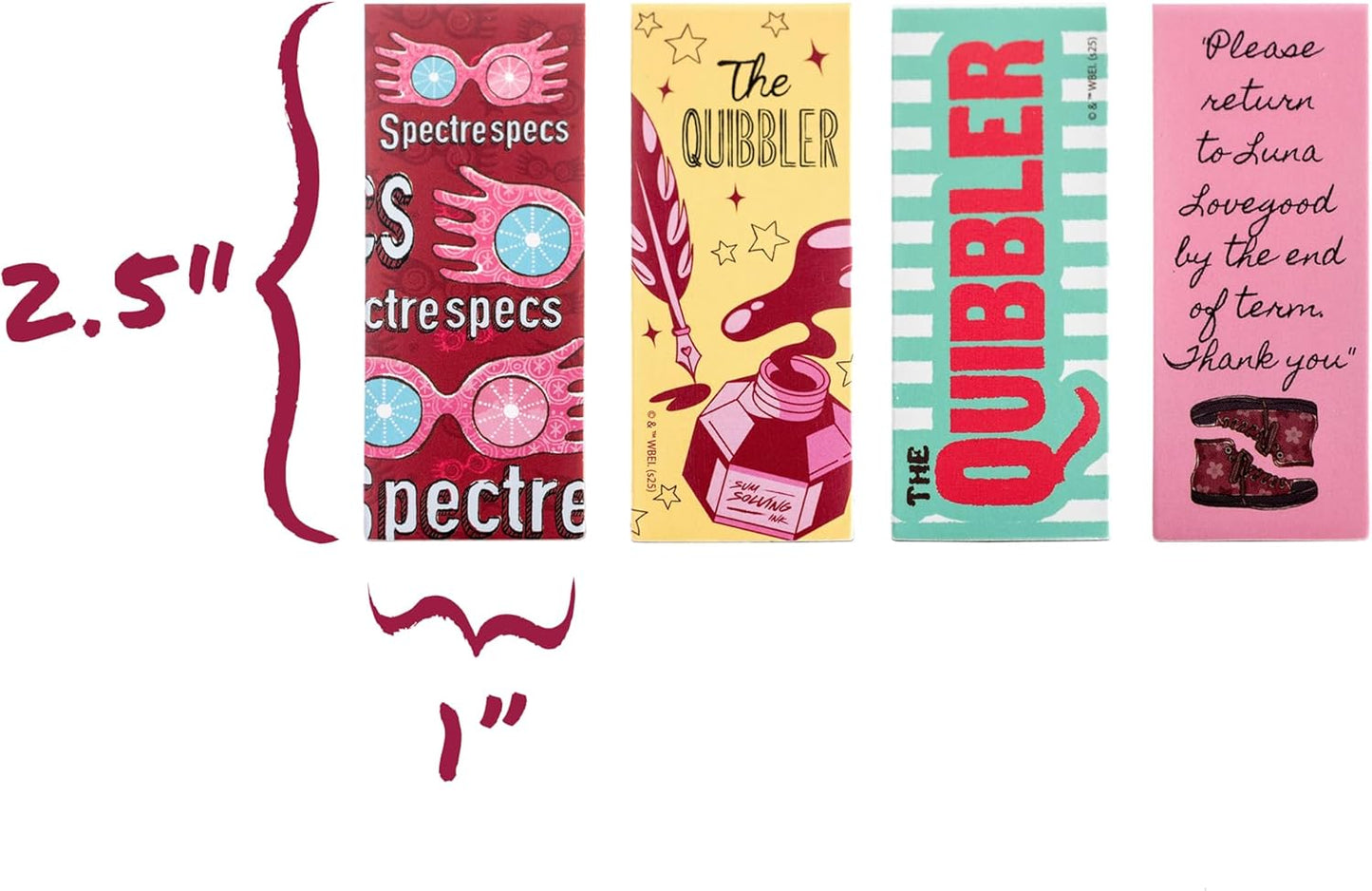 Conquest Journals Harry Potter The Quibbler Magnetic Bookmarks, Set of 4 Page Clips, Sturdy Cardstock Book Markers with Strong Magnets, 1'' x 2.5'', Officially Licensed