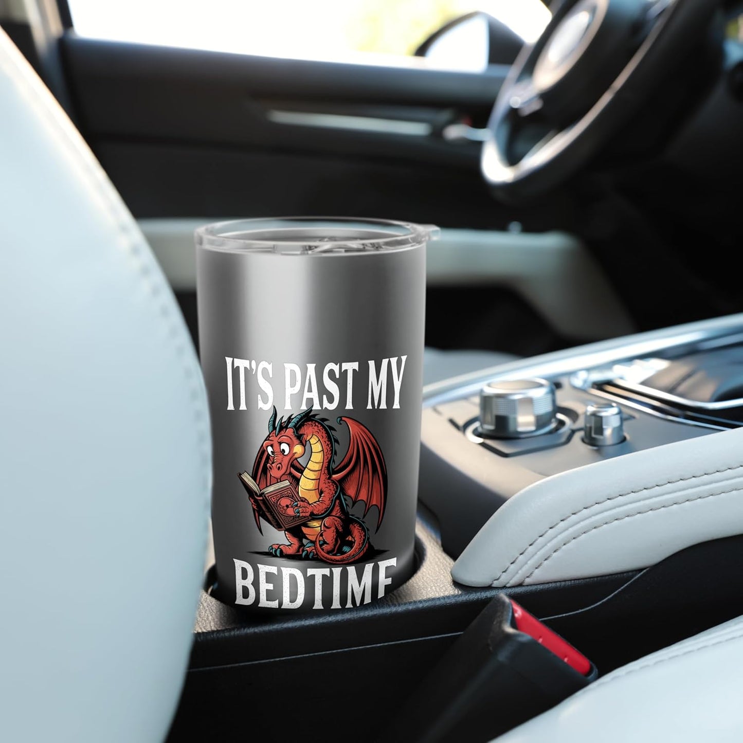 It's Past My Bedtime Dragon Reading A Book Bookworm Reader Stainless Steel Insulated Tumbler