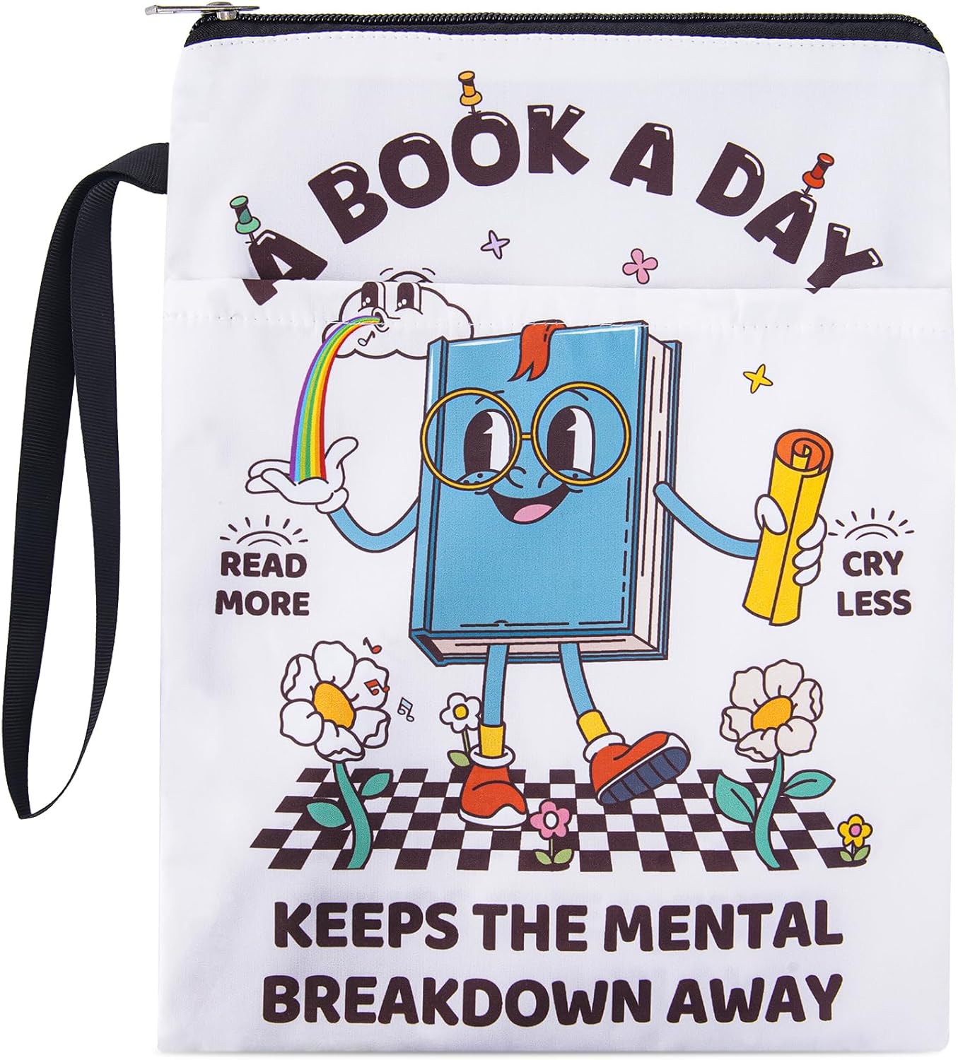 Funny Reading Book Sleeve - Inspirational Paperback Books Cover Protector Waterproof Bookish Pouch Bookworm Accessories Birthday Christmas Gift for Readers Friend Sister Women Teen