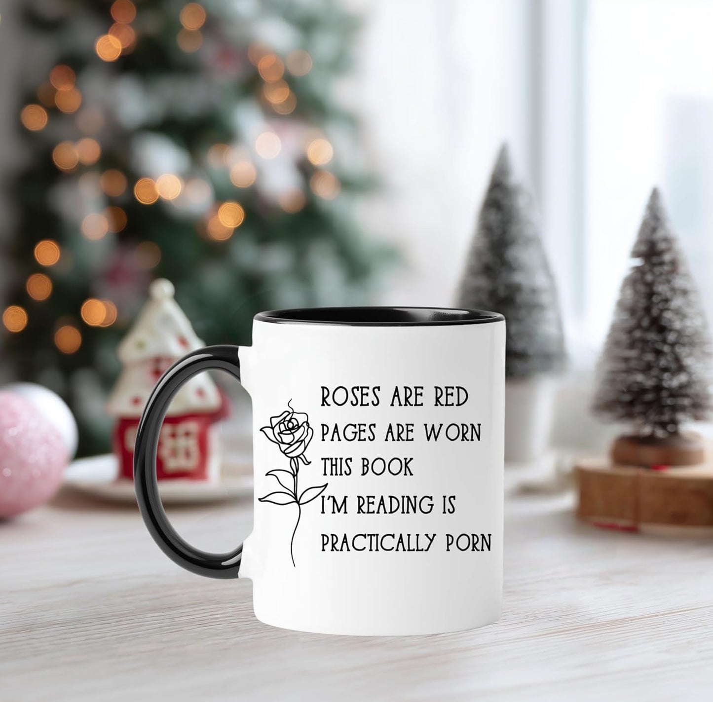 Smutty Books Lovers Coffee Mug, Smut Spciy Book Reader Gift Water Cup, Roses Are Red, 11 oz Novelty Coffee Mug for Readers Reading Woman Man Bookworm Book Party Gifts