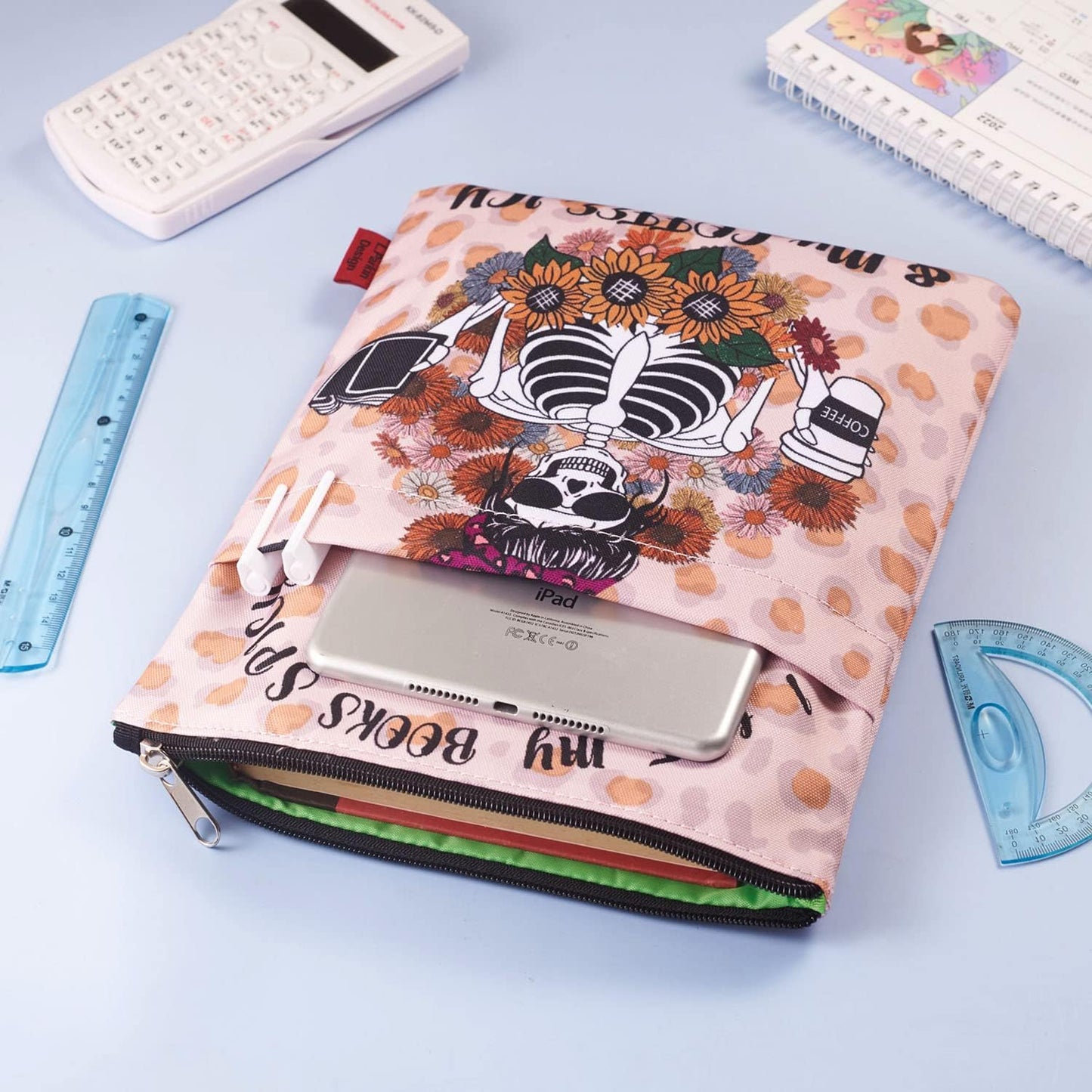 LParkin I Like My Books Spicy and My Coffee ICY Book Sleeve with Zipper for Book Lovers Cover Gift (I Like My Books Spicy and My Coffee ICY)
