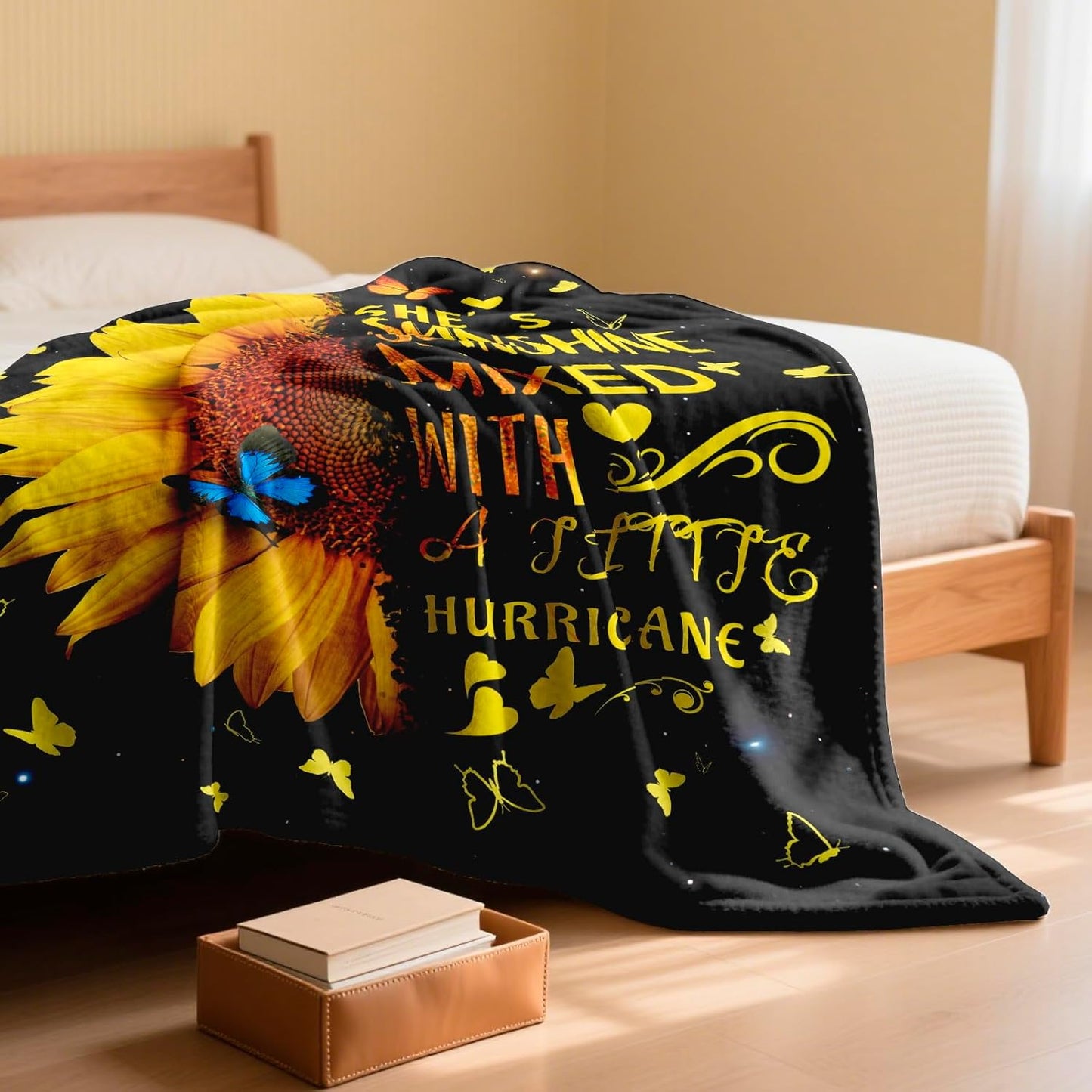 Sunflower Blanket for Women 60" x 50", Mother’s Day Inspirational Gift Blanket, Birthday Get Well Soon Baptism Gifts for Mom, Sister, Best Friend, Sunflower Lovers