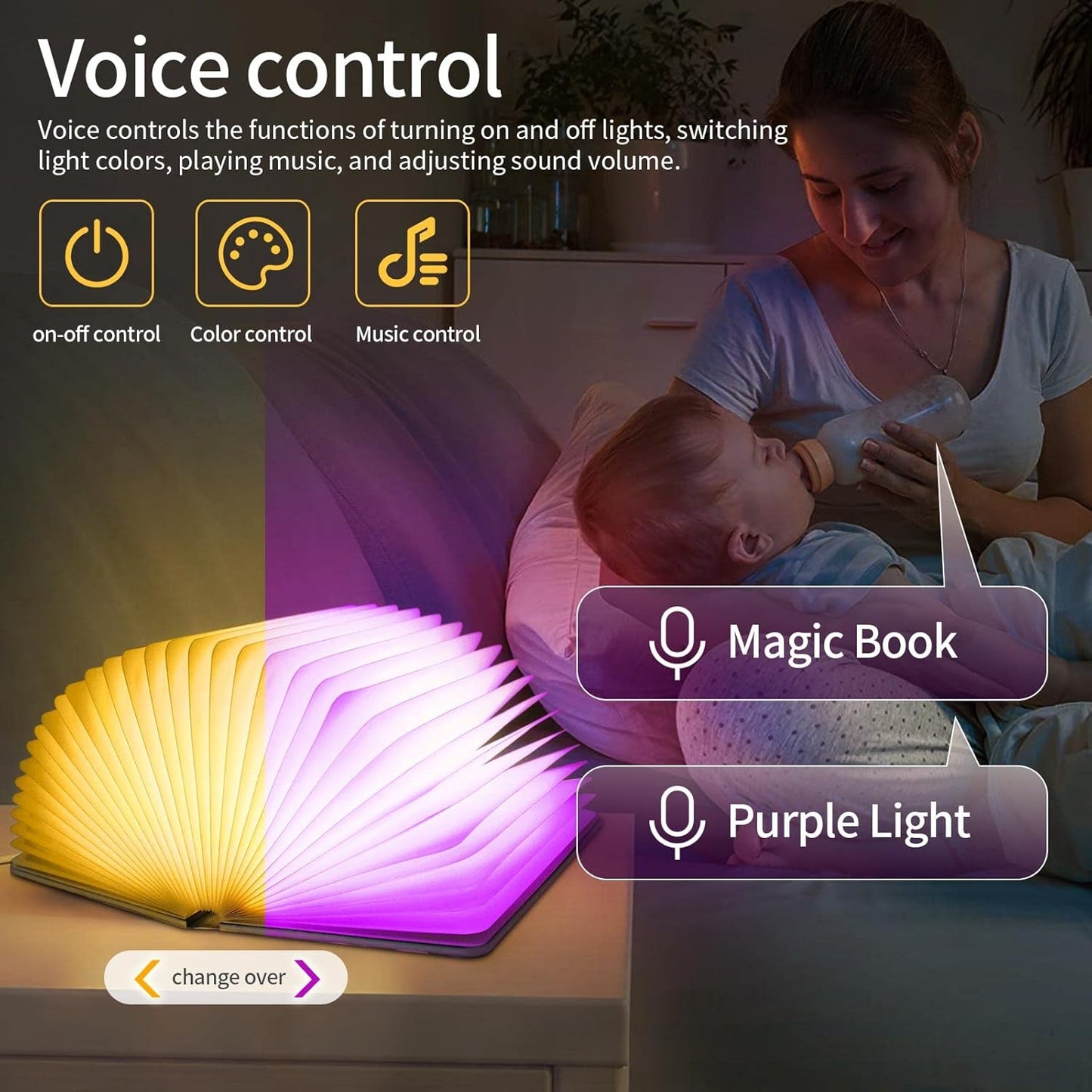 Novelty 3D Dragon Embossed Magic Book Lamp,Personalized Night Light,Sleep aid Machine,Sound Machine for Sleeping， Unique Gifts