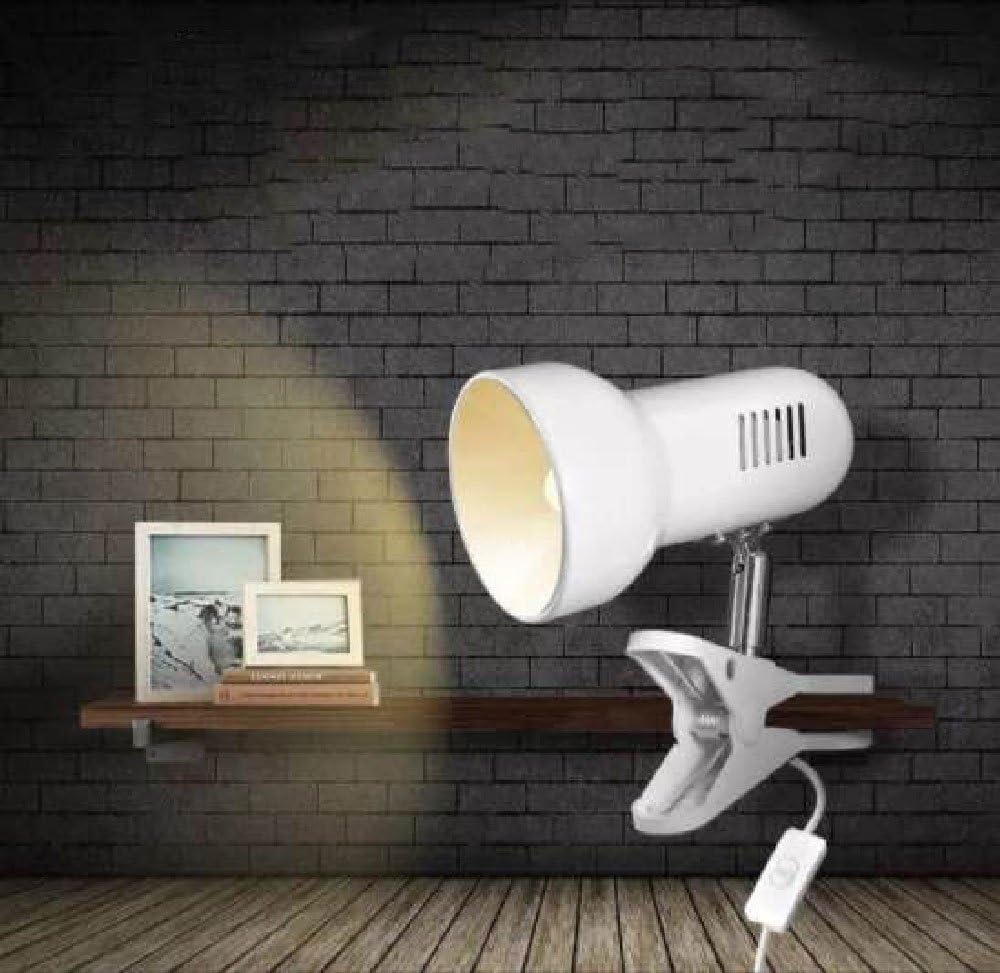 Sun-Rising Rong&LAN Clip lamp,360° Rotation Clip on Lamp Portable Book Reading Light,Clamp on Desk/Table/Bunk Bed/Cupboard Home Lighting, (Desk lamp,Two Colors for Your Choice) White1