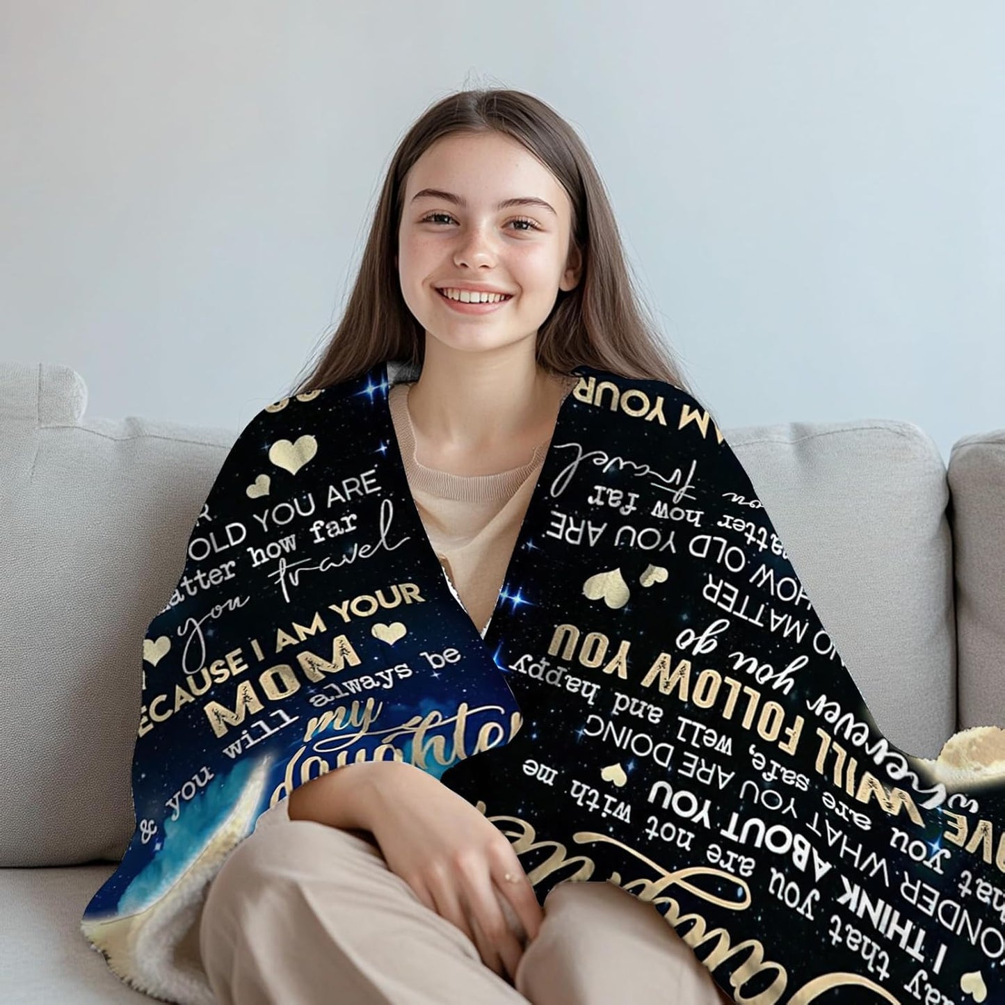 Daughter Gifts from Mom, to My Daughter Blanket from Mom for Couch Sofa, Mothers Day Birthday Graduation Gifts for Daughter Flannel Blanket 60"x50"