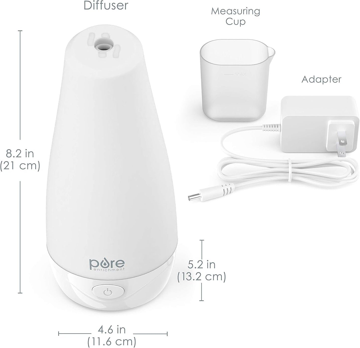 Pure Enrichment® PureSpa™ Essential Oil Diffuser - Compact Ultrasonic Aromatherapy Diffuser, Natural Air Deodorizer, 100ml Water Tank, and Optional Mood Light - Lasts Up to 7 Hours with Auto Shut-Off