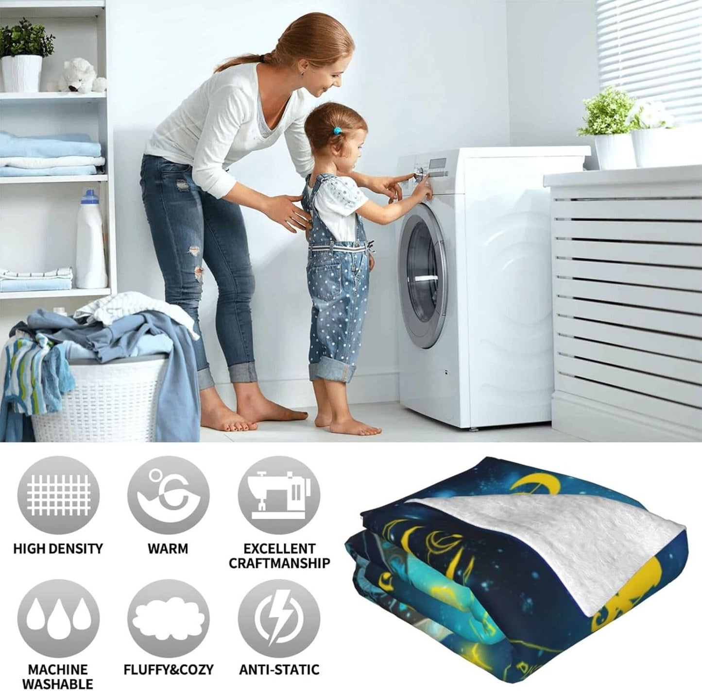Aquarius Zodiac Blanket, 50" x 40" Flannel Stars Astrology Themed Stuffed Vibrant Throw, Soft Nap Throw Blanket for Home Boys Girls Women Horoscope Lovers Gifts