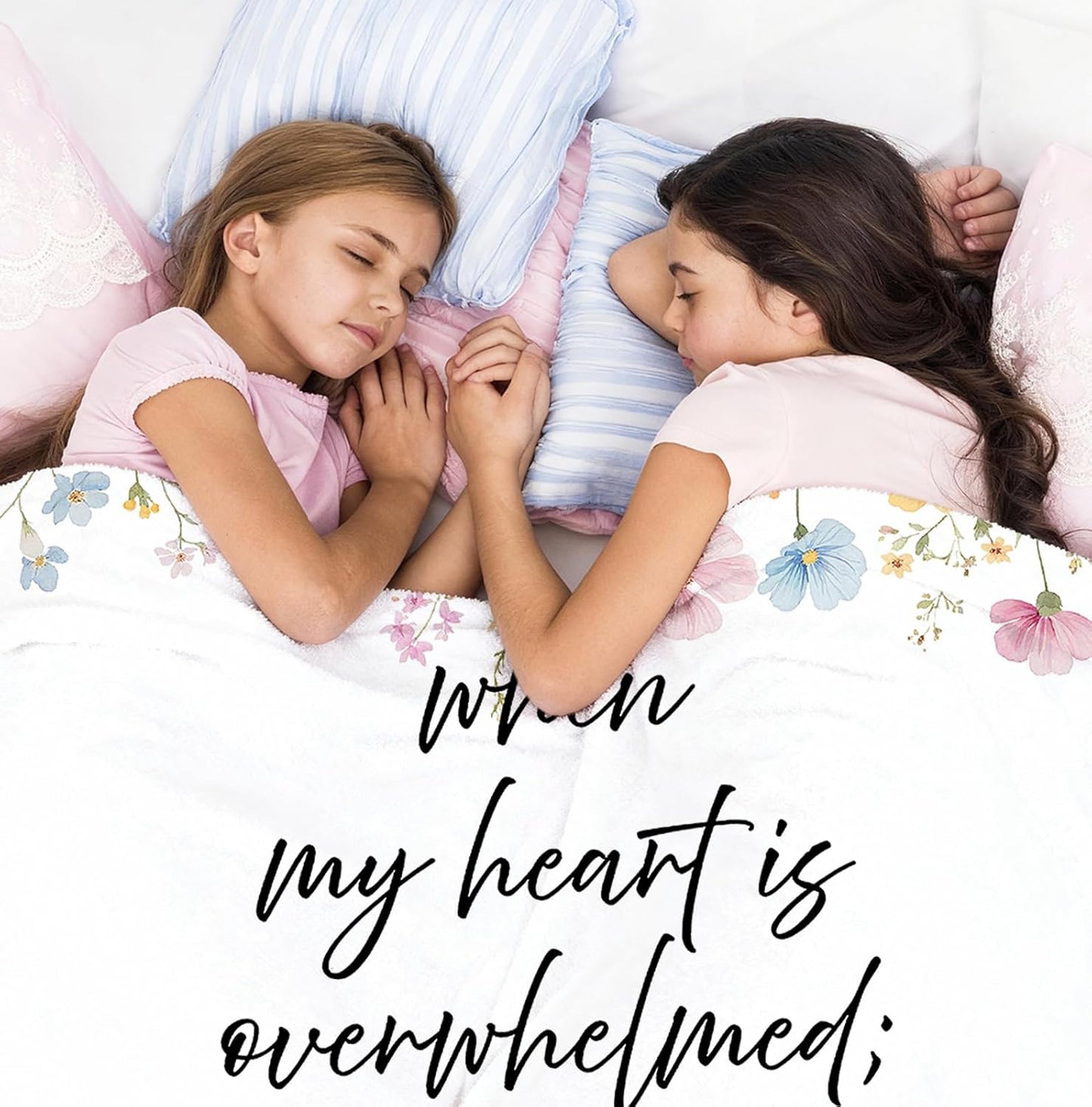 Floral Christian Throw Blanket, Christian Gifts for Women Faith, Religious Psalm 61:2 Floral Bible Verse Blanket for Home Bedroom Living Room Couch Bed Sofa Decoration, 50x60 Inches