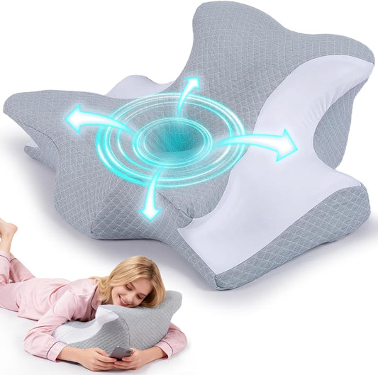 Reading Pillow for Bed – Ergonomic Memory Foam Wedge Pillow for Lying, Reading & Prone Positions, Headboard, Chin & Back Support on Couch, Floor or Bed – Ideal for Couples Gift(Grey)