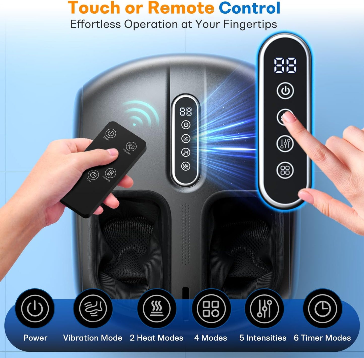 Shiatsu Feet Massager, Foot Massager with Heat, Deep Kneading, Vibration and Air Compression for Plantar Fasciitis, 2 Heat Levels, Birthday Gifts for Women Mom Dad