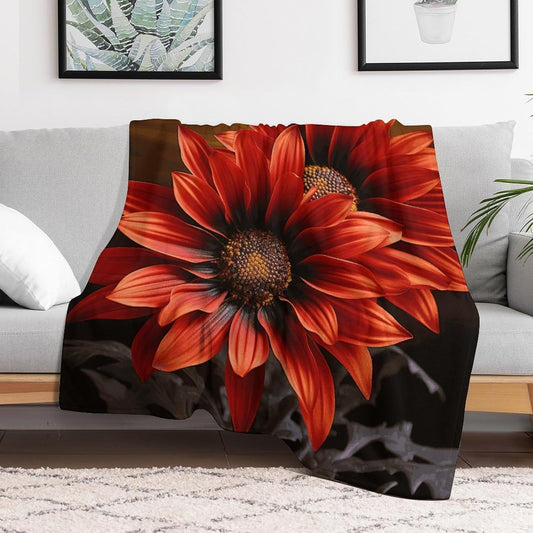 Custom Flannel Fleece Throw Blanket for Adults 40x50 Lightweight Red Sunflower Bedtime Blanket Soft Warm Blankets for Bed Couch Sofa Camping Picnic Wedding Gift Winter Home Decoration