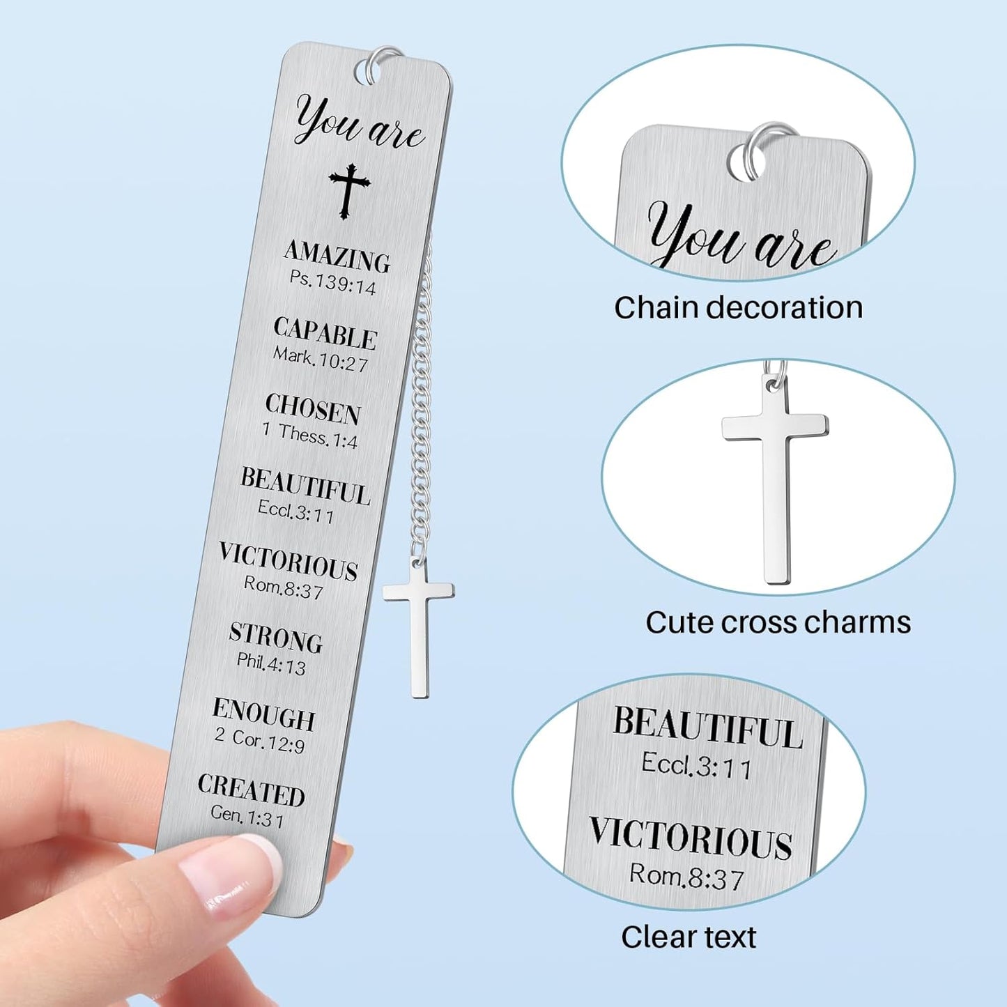 COCHIE 3PCS Metal Bookmark Bulk Christian Gifts, First Communion Gifts for Women Men Girls Boys, Bible Bookmarks with Cross Tassel, Religious Bookmark Faith Gifts Easter Basket Fillers (Cross)